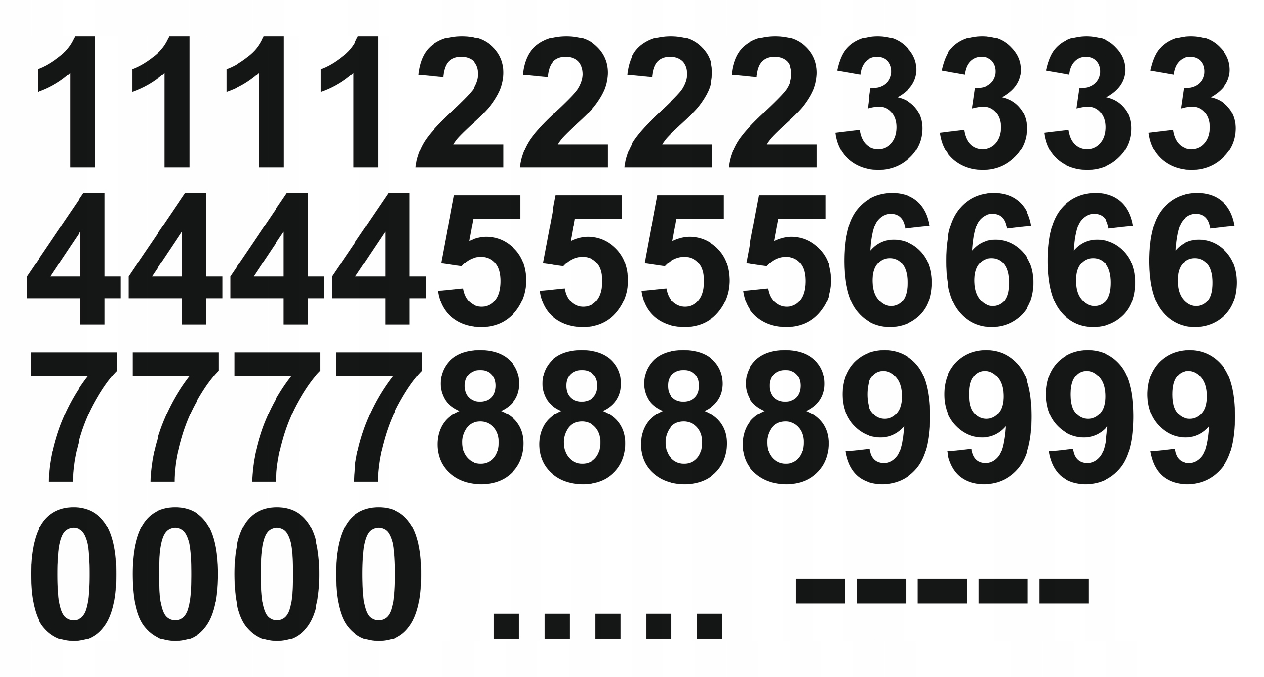 NAKLEJKI wycinane ploterowo CYFRY LICZBY kropki kreski samoprzylepne 5cm