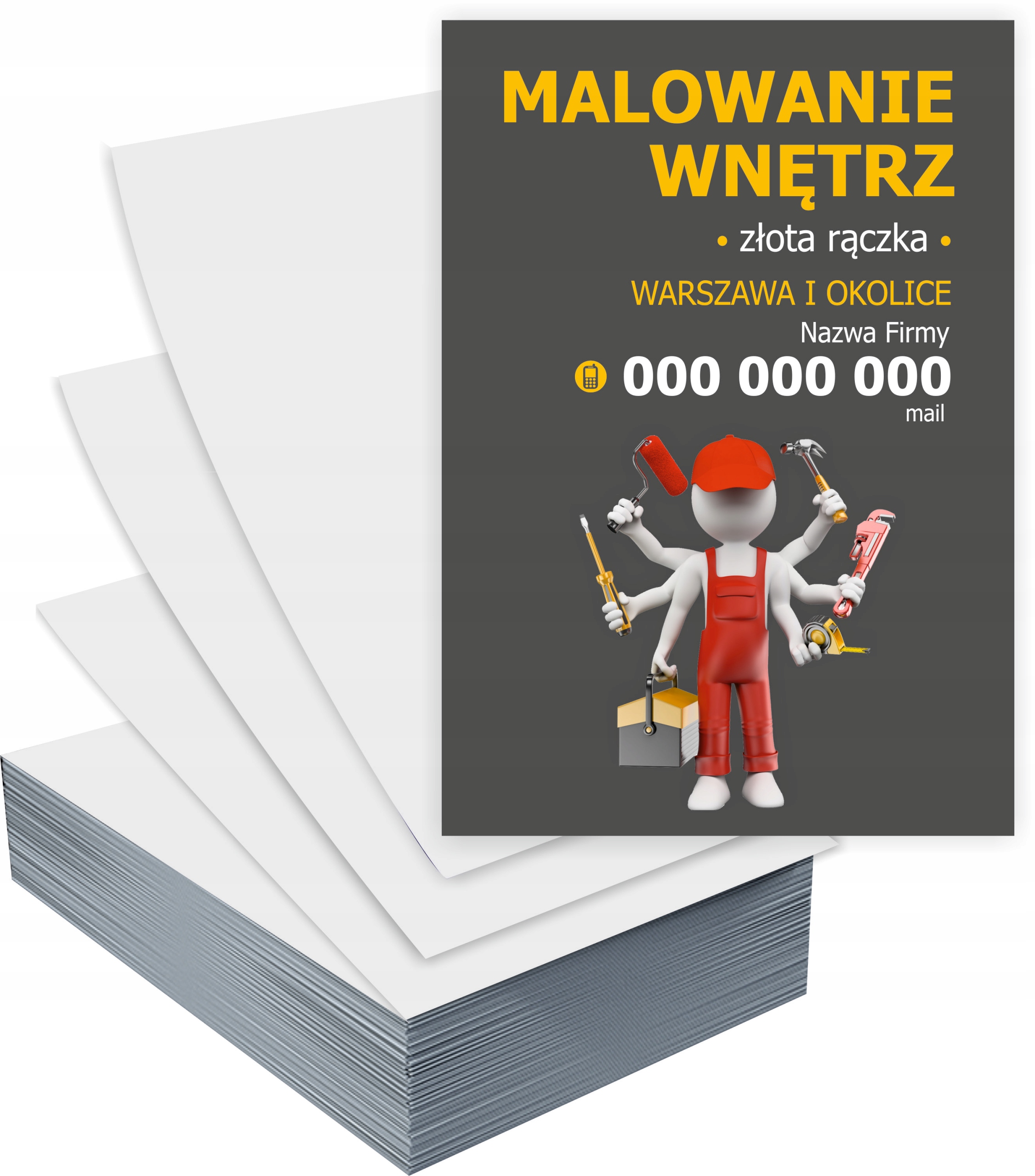 Ulotki A5 MALOWANIE WNĘTRZ 100 szt firmowe reklamowe + PROJEKT GRATIS