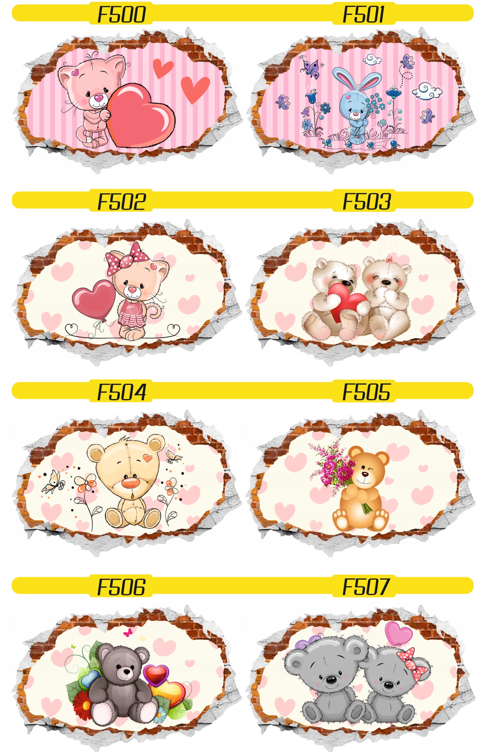 Naklejka samoprzylepna efekt 3D pluszowe misie HIT