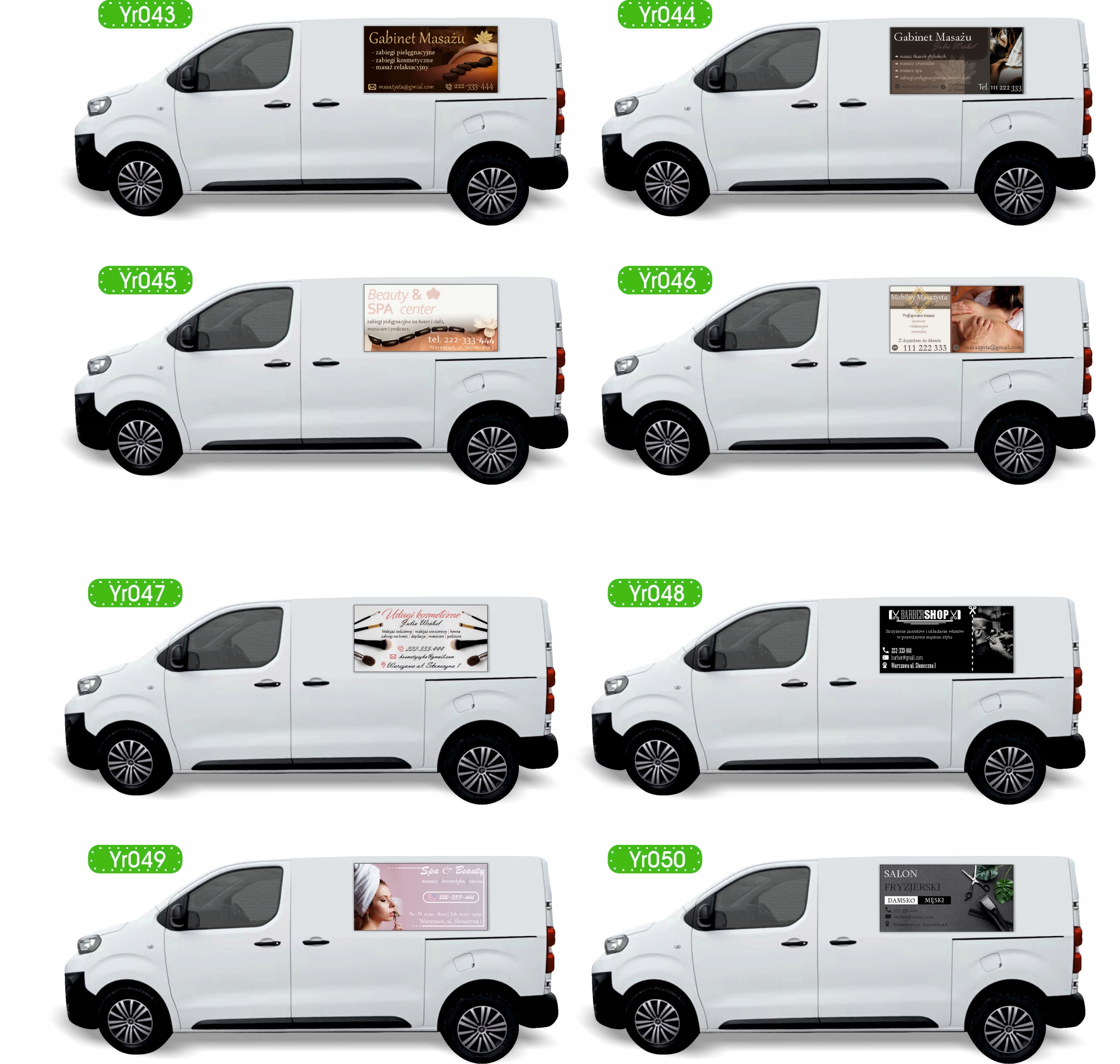 Reklama Naklejka na samochód MASAŻ SPA dużo wzorów gotowy projekt