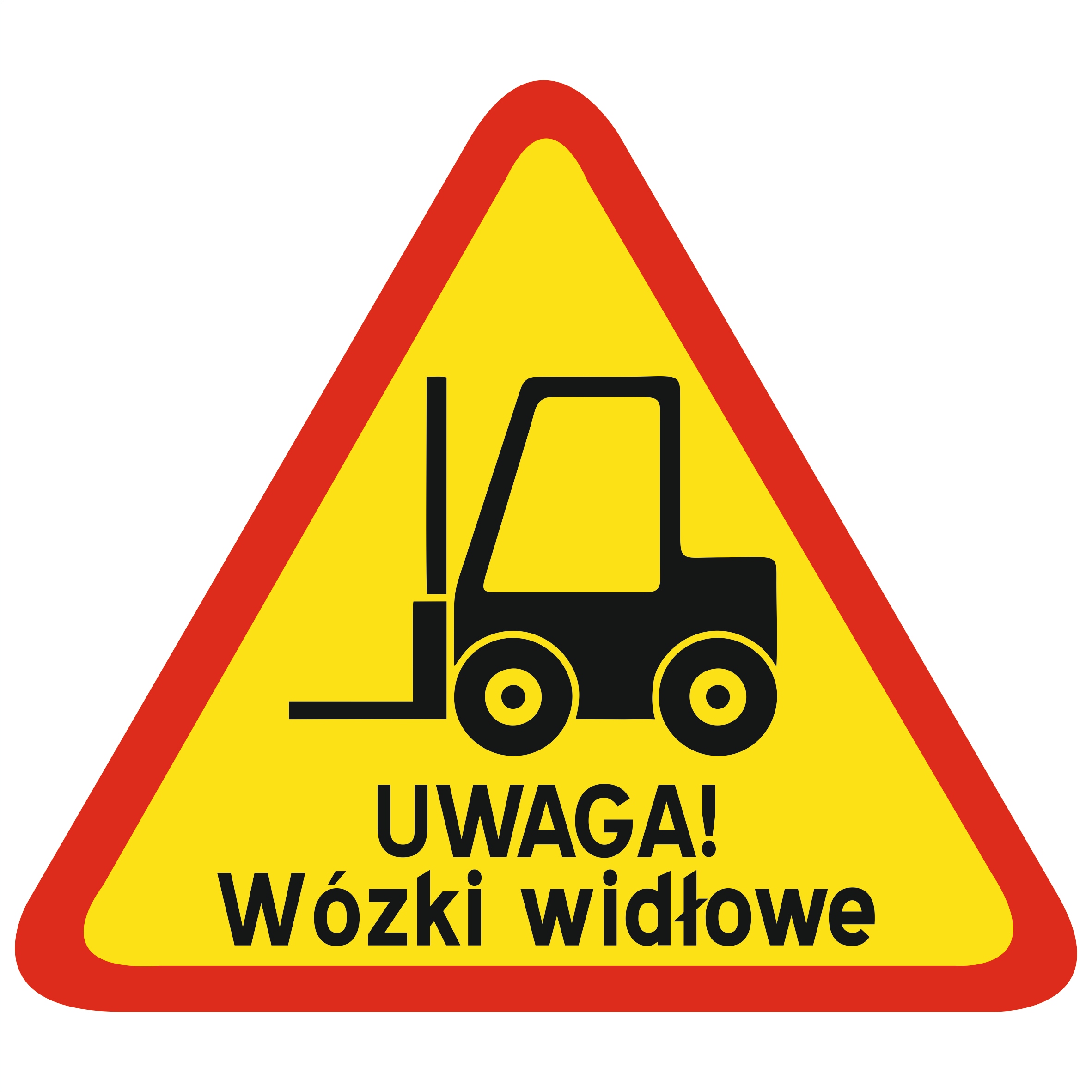 ZNAK DROGOWY UWAGA! Wózki widłowe 40cm BHP WÓZEK WIDŁOWY BLACHA OCYNK