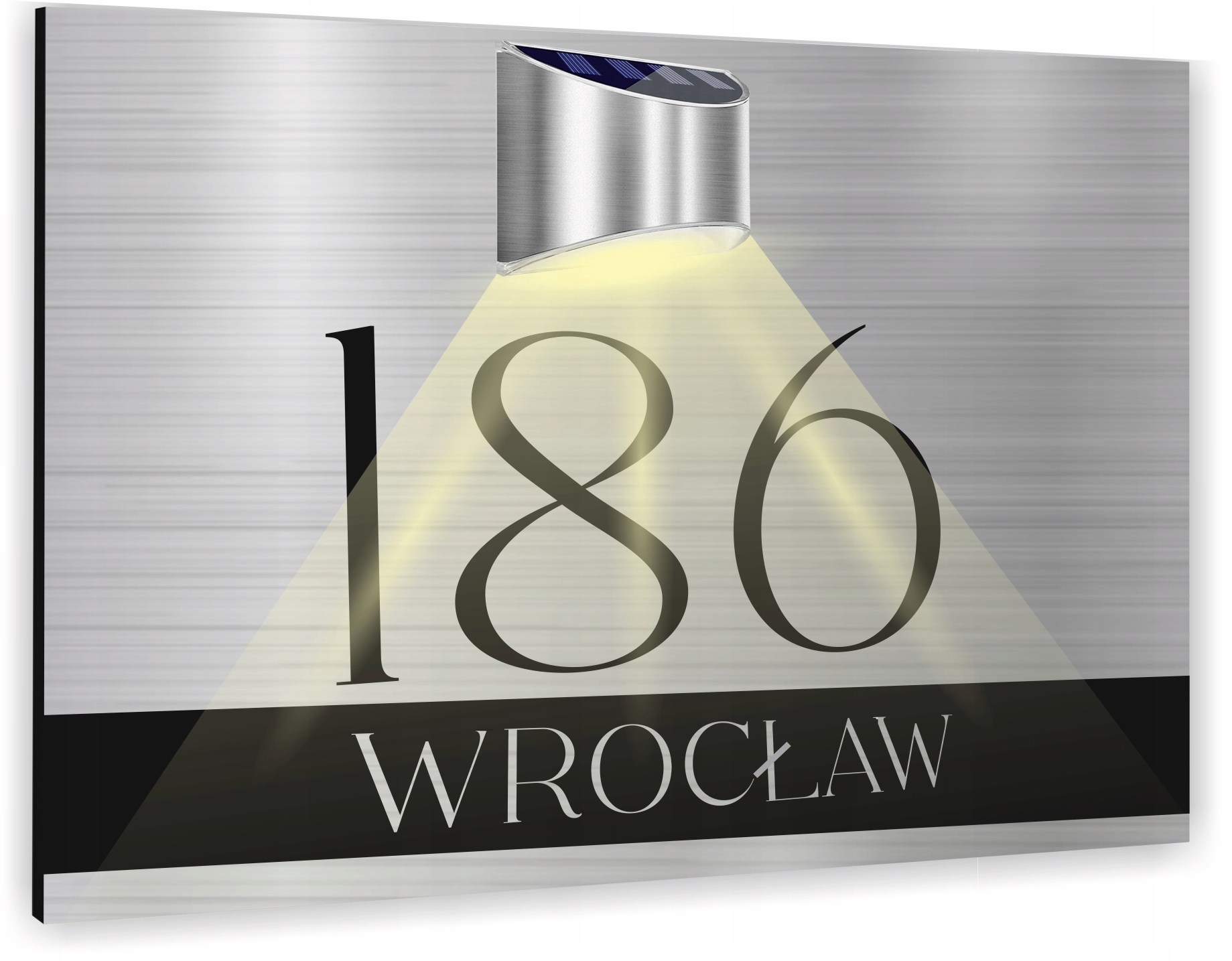 Tabliczka adresowa nierdzewna Tablica numer domu 40x30 cm lampka LED