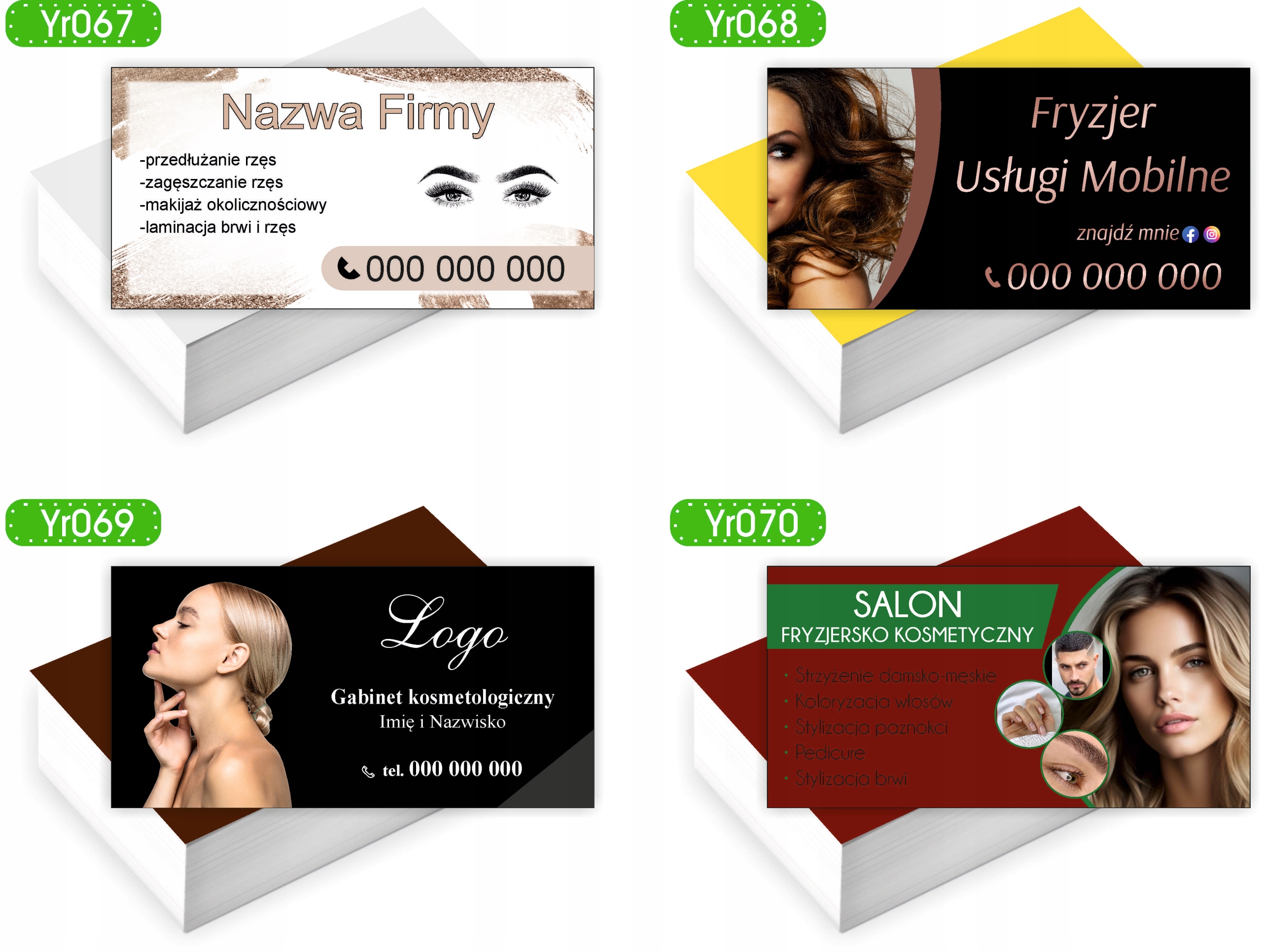 Wizytówki firmowe reklamowe 200szt SALON URODY duży wybór wzorów