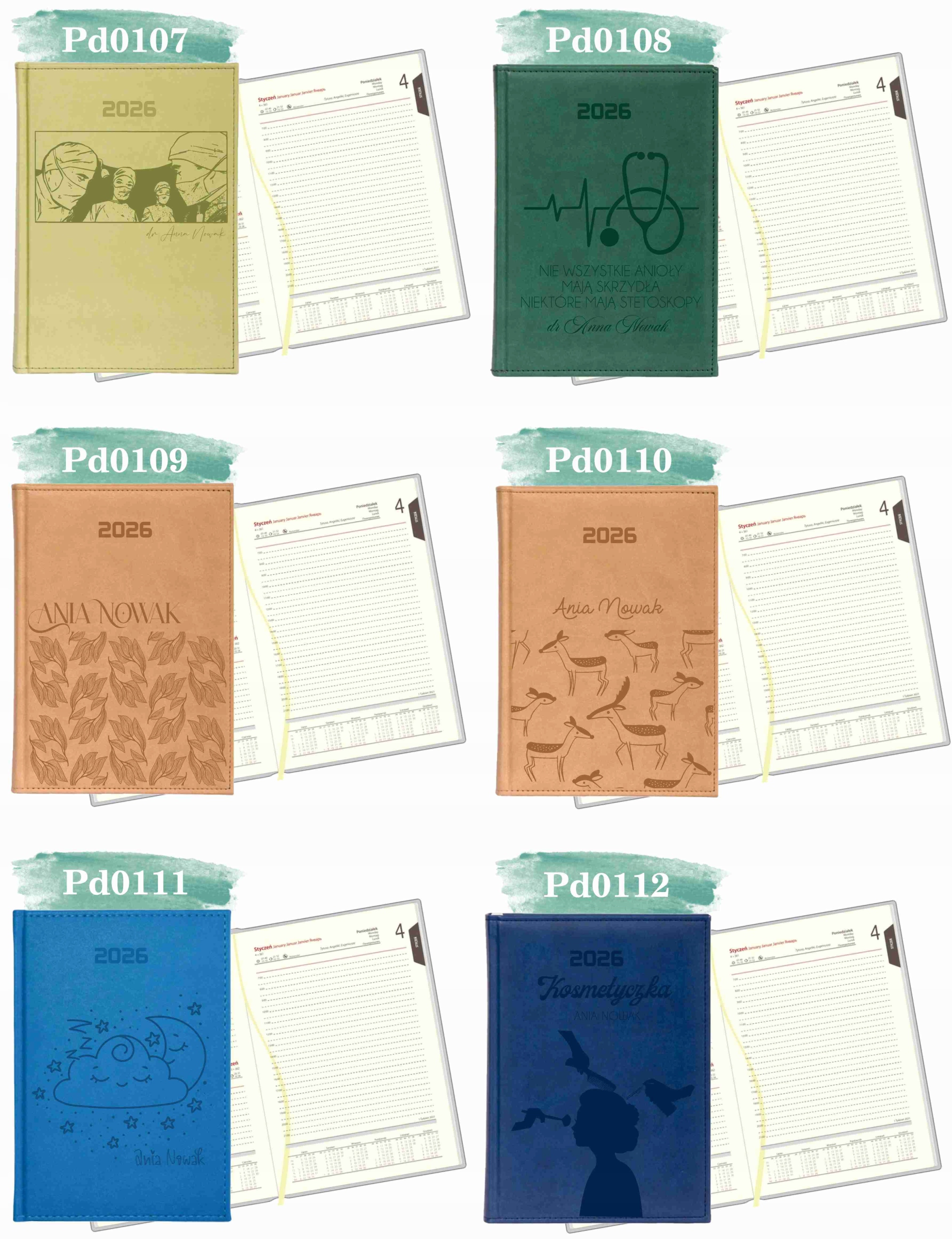 GRAWEROWANY KALENDARZ DZIENNY terminarz A5 2026 prezent dla weterynarza