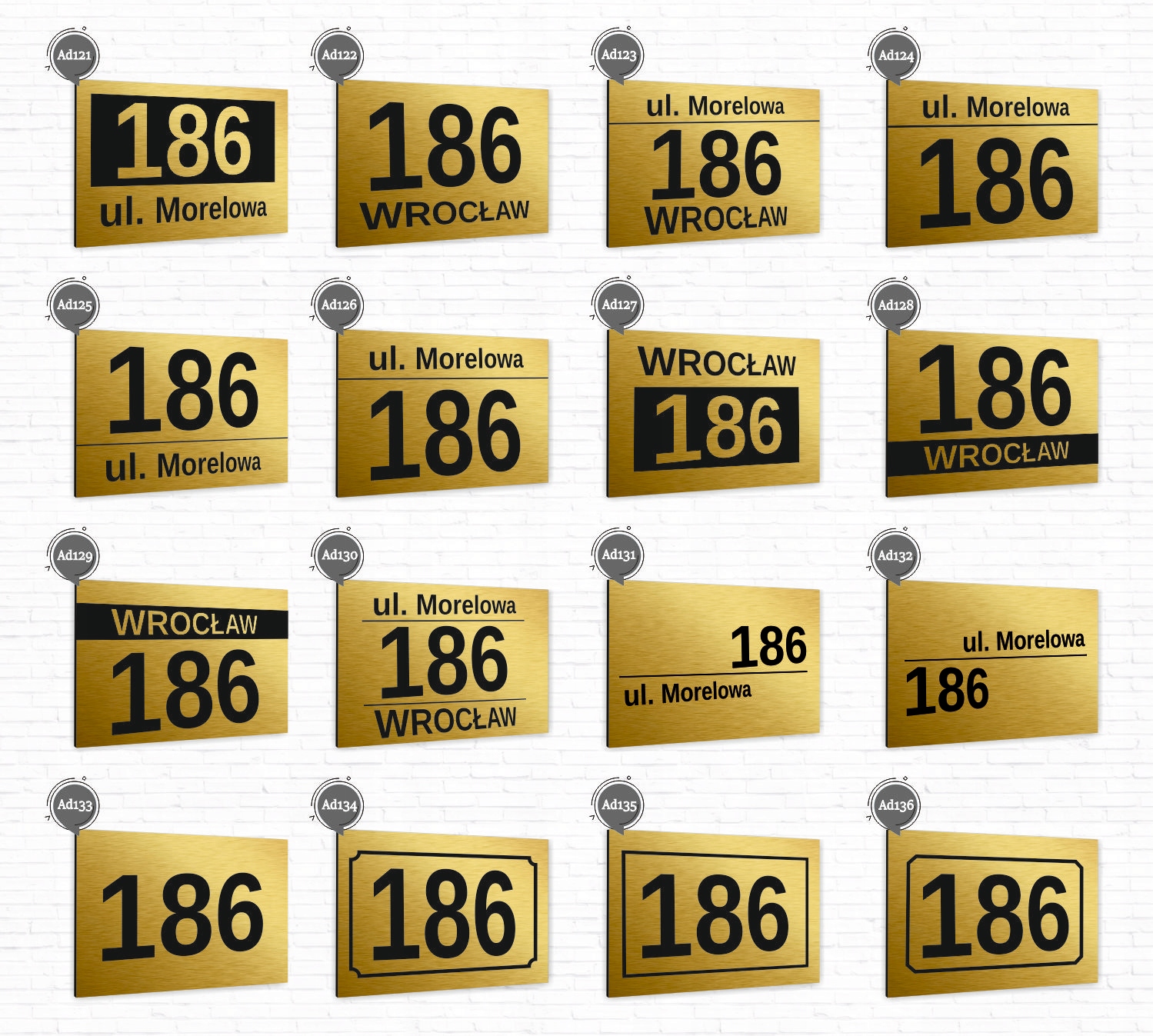 Tabliczka ADRESOWA ALUMINIOWA Tablica NUMER ZŁOTA