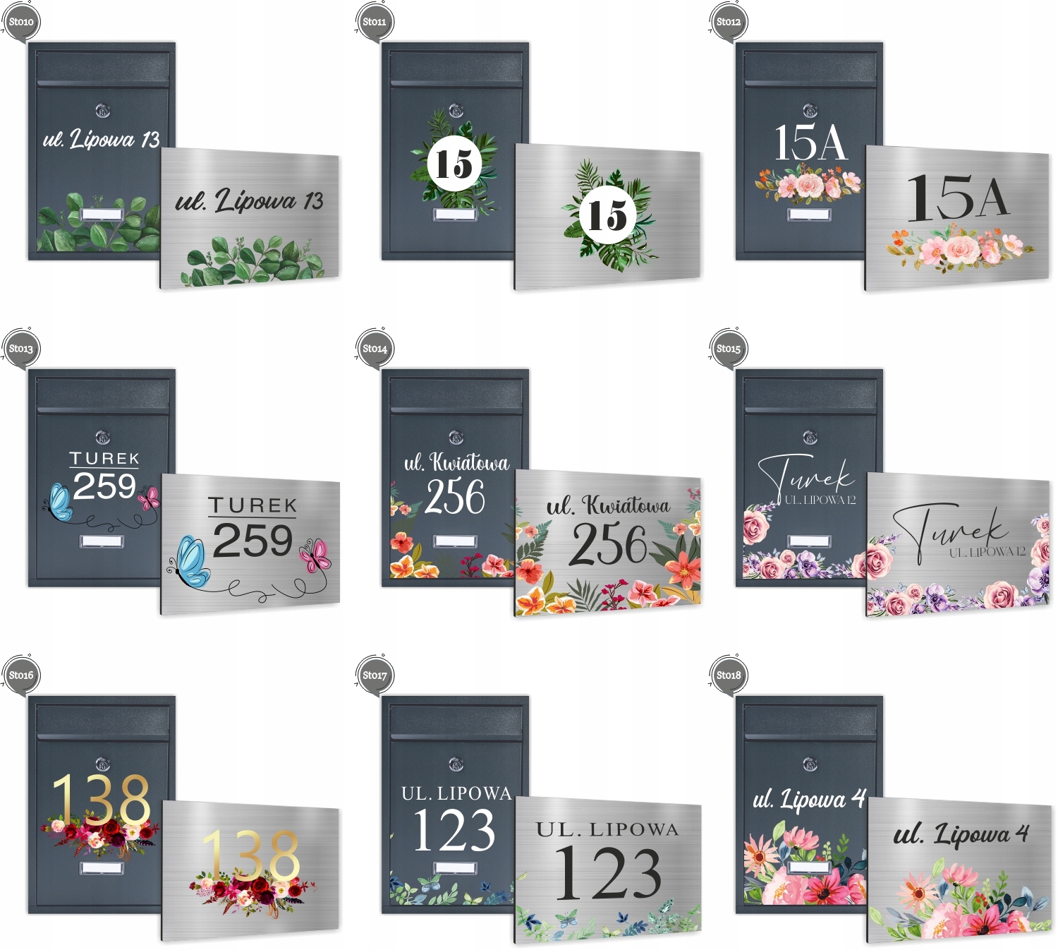 Skrzynka na listy z nadrukiem Tablica z numerem