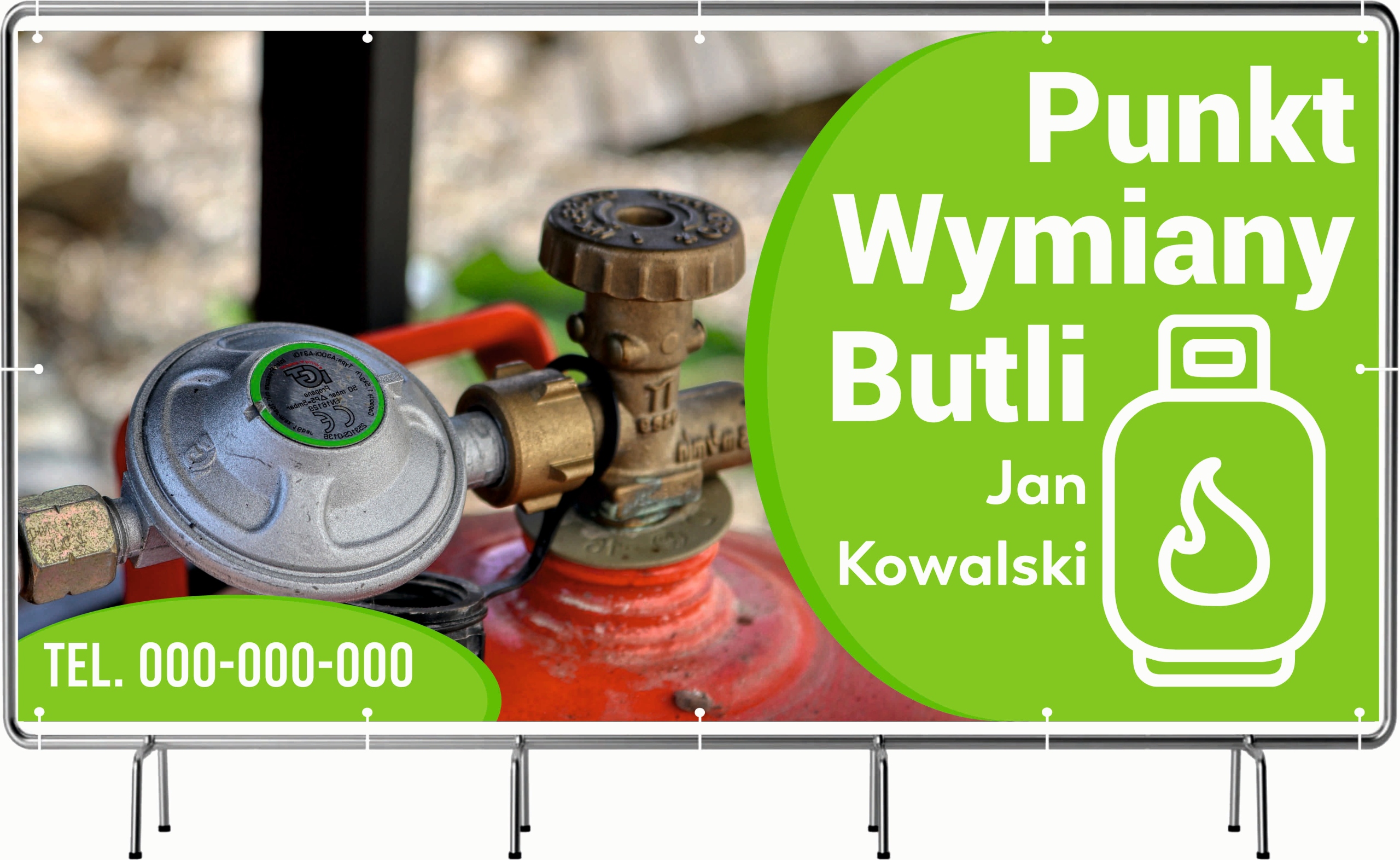 BANER REKLAMOWY 300x150 cm różne wzory projekt w cenie PUNKT WYMIANY BUTLI
