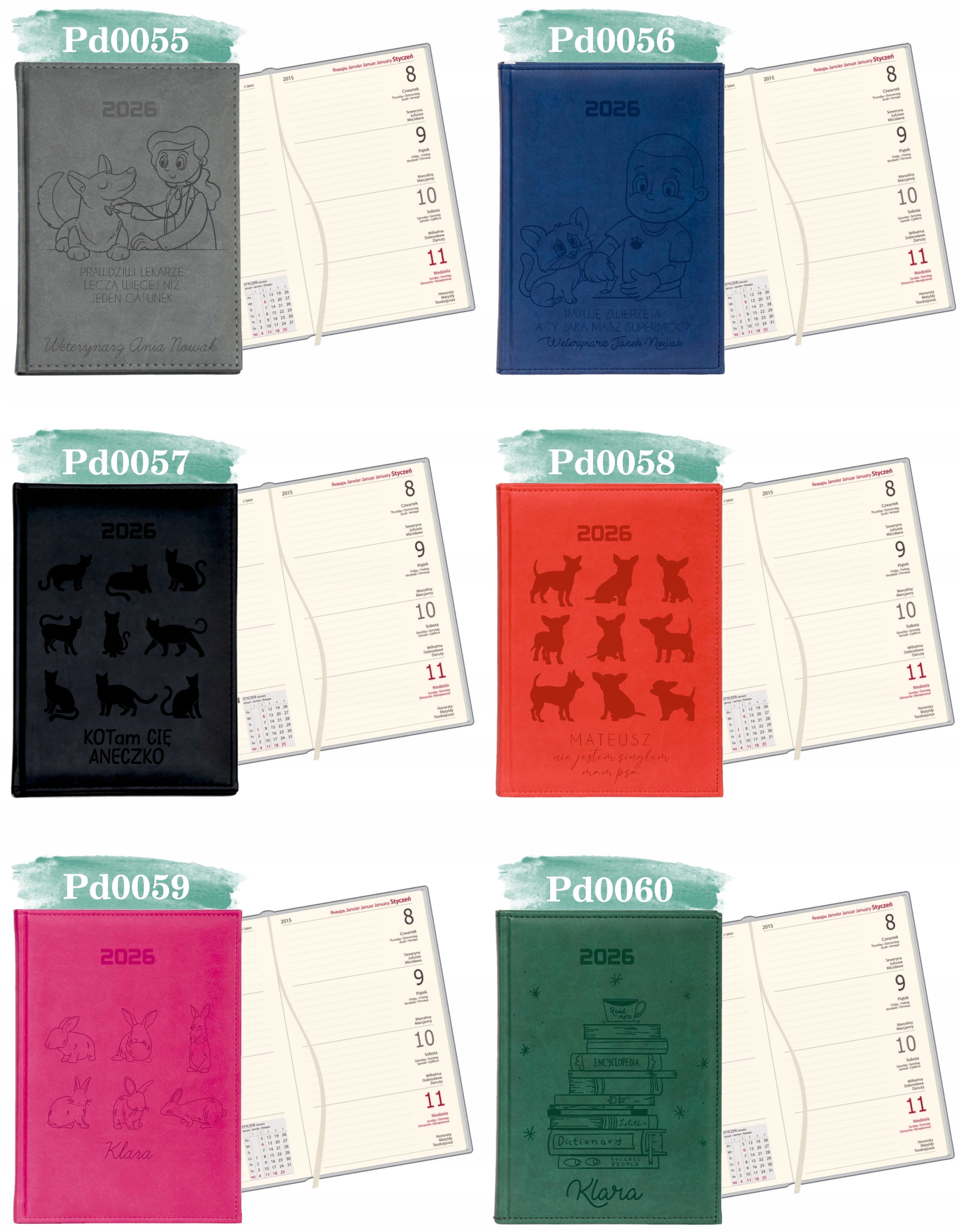 Kalendarz A6 2026 TYGODNIOWY KIESZONKOWY z grawerem prezent Z IMIENIEM