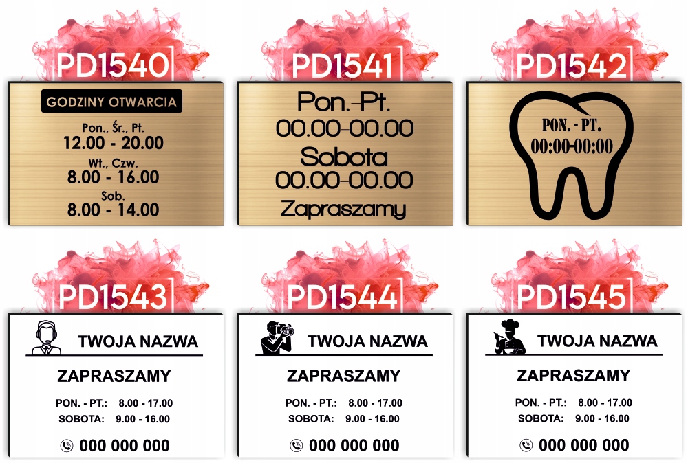 nadruk uv Elegancka TABLICZKA 40x30 cm godziny otwarcia firmy sklepu