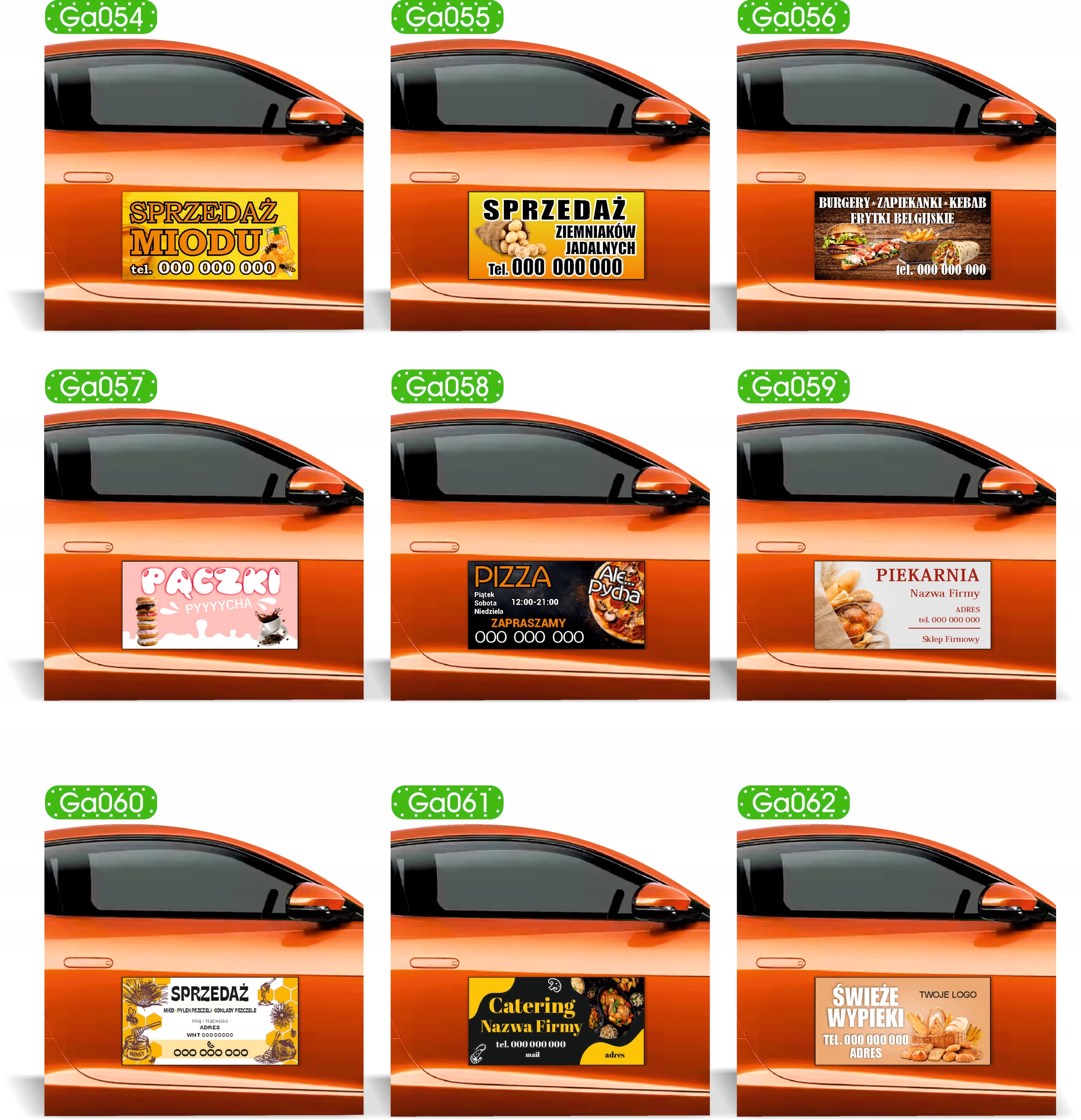 Magnes na samochód reklama magnetyczna 60x30 LODY AMERYKAŃSKIE