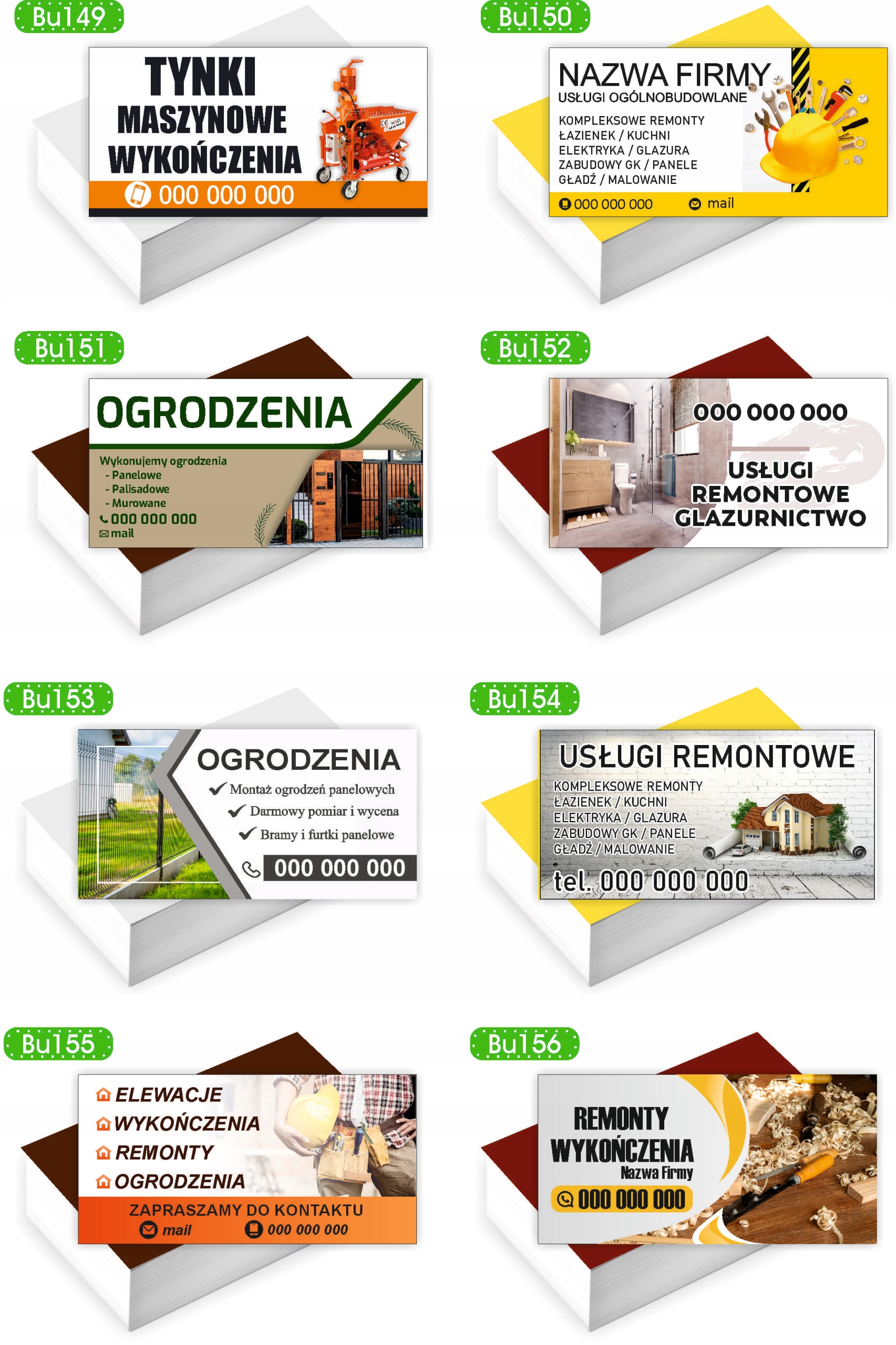 Wizytówki firmowe reklamowe 200 szt różne wzory USŁUGI KOPARKO ŁADOWARKĄ