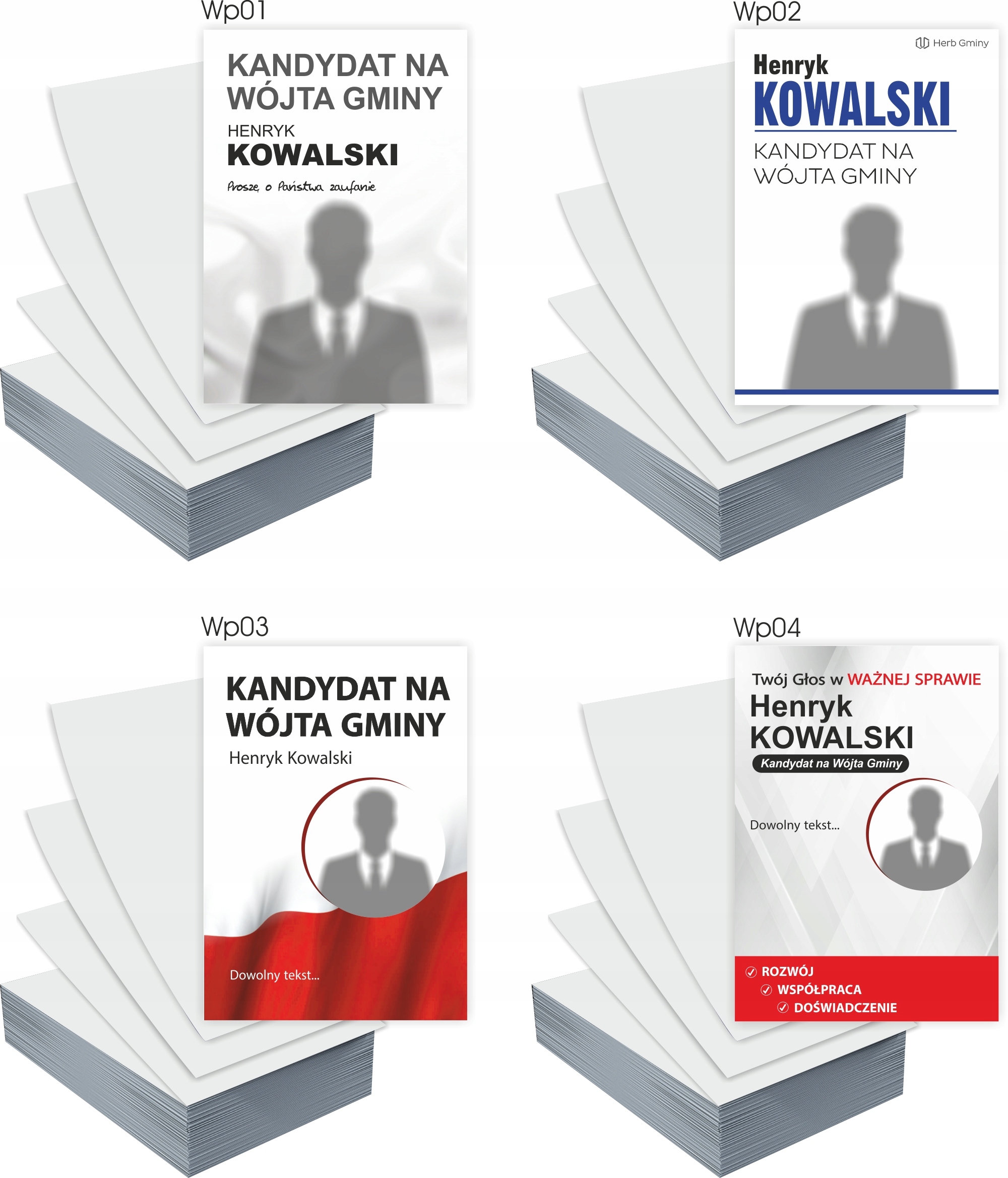 Ulotki A4 wyborcze 5000 szt WYBORY na WÓJTA gminy + GOTOWY PROJEKT