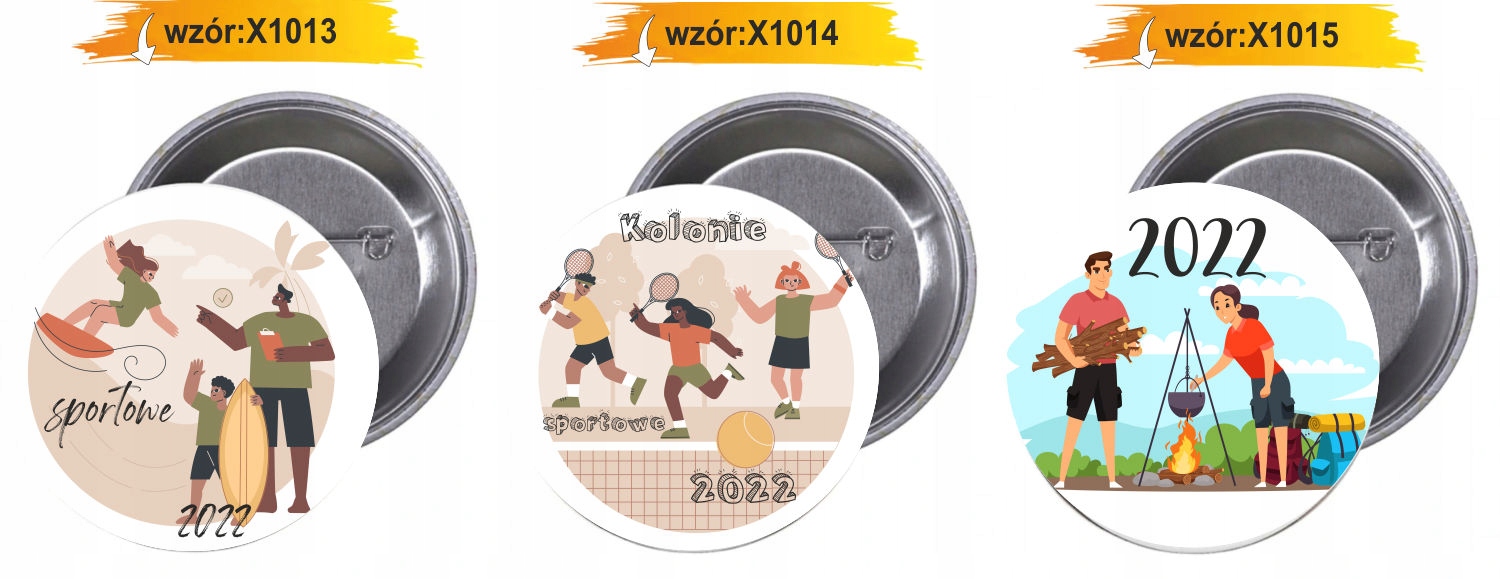 Przypinki buttony PÓŁKOLONIA 2022 z grafiką