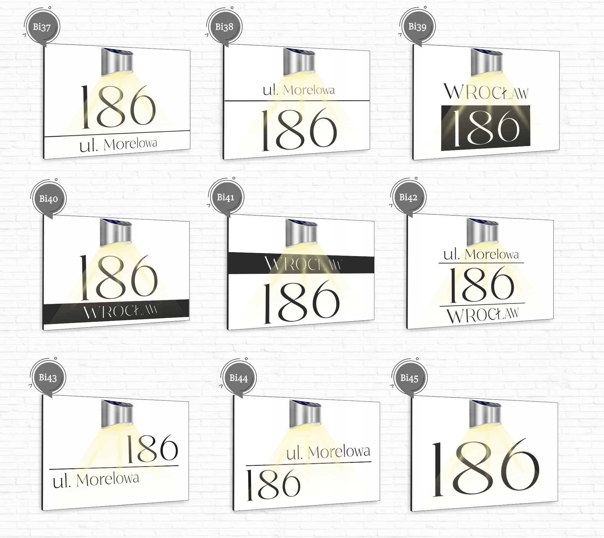 duża TABLICZKA ADRESOWA dibond biała numer posesji 40x30 lampka led