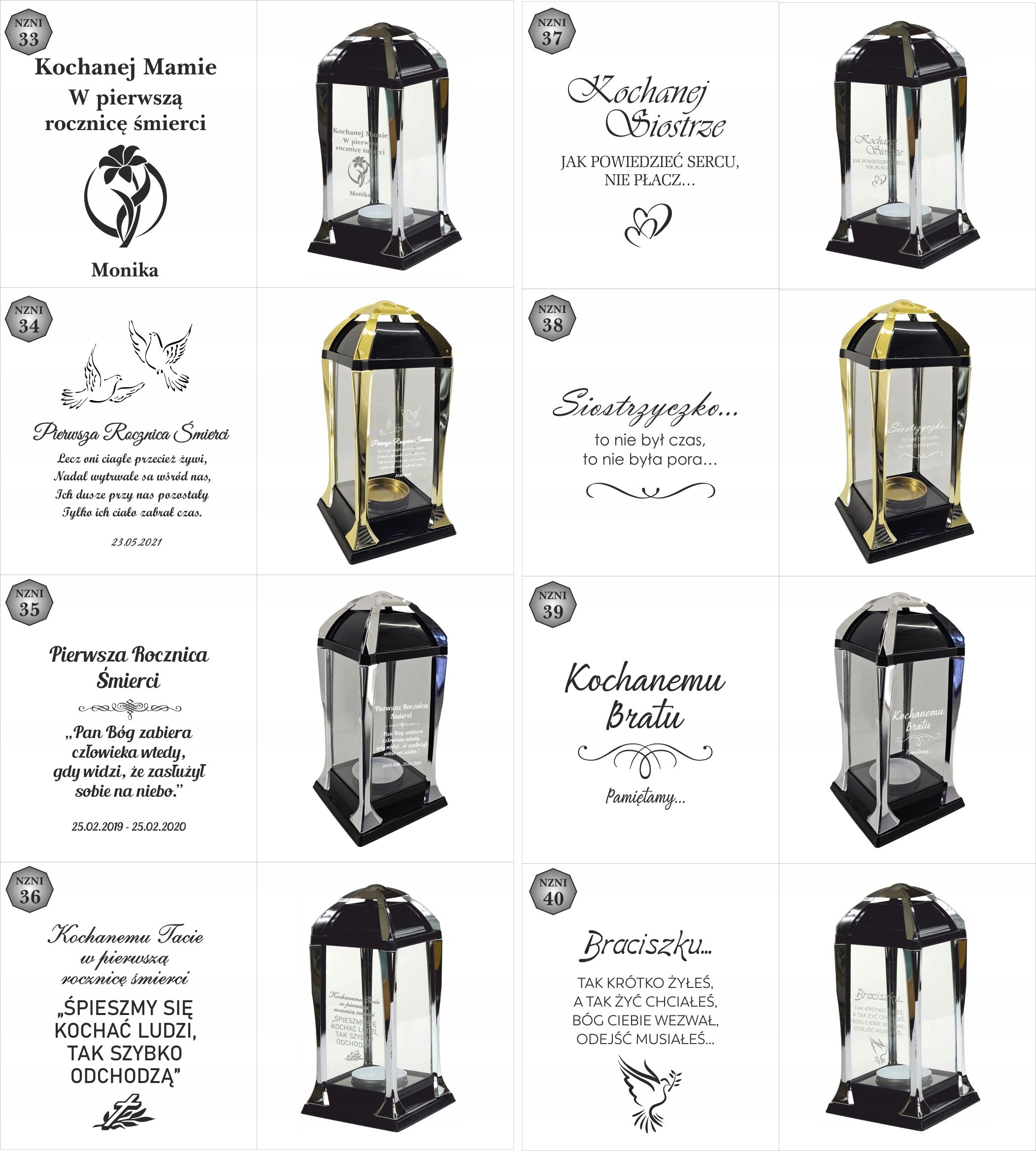 Znicz personalizowany świąteczny elegancka latarenka z grawerem