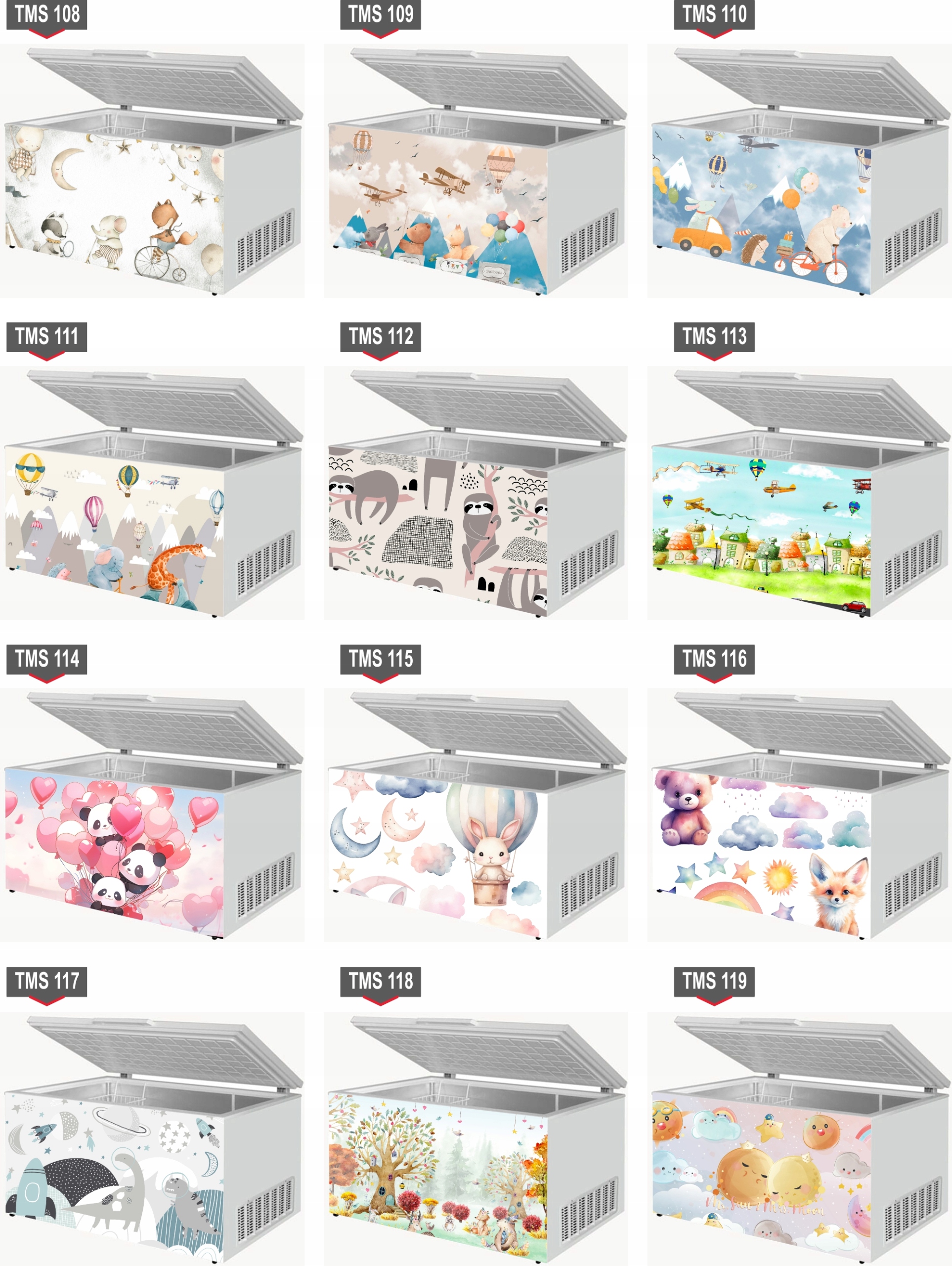 Naklejka samoprzylepna na zamrażarkę zmywarkę pralkę AKWARELOWE ZWIERZĘTA