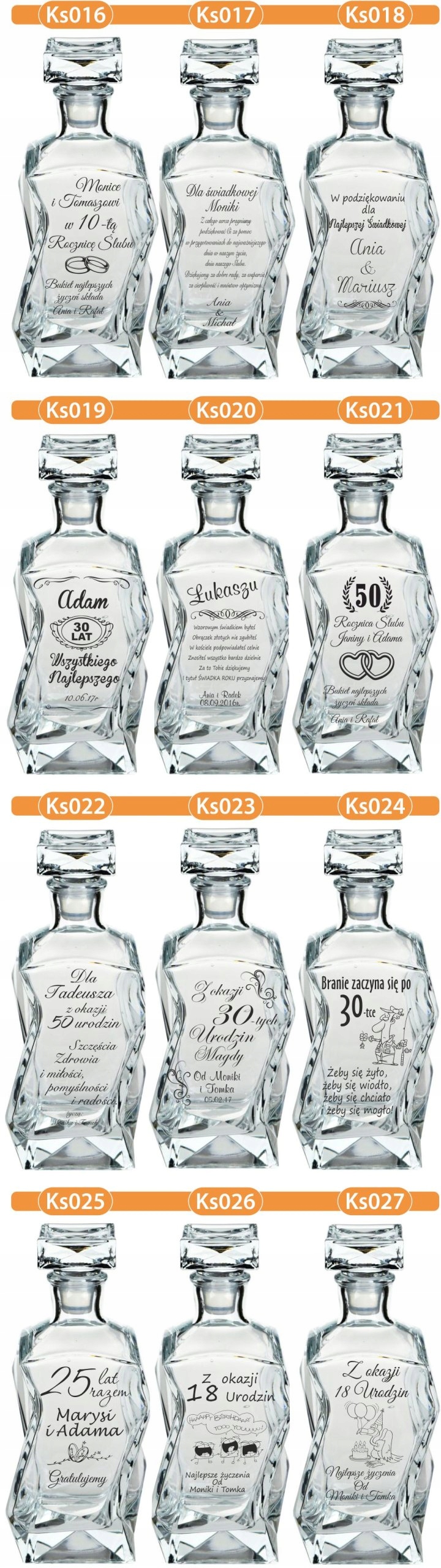 KARAFKA z grawerem + 6 szklanek PREZENT URODZINY