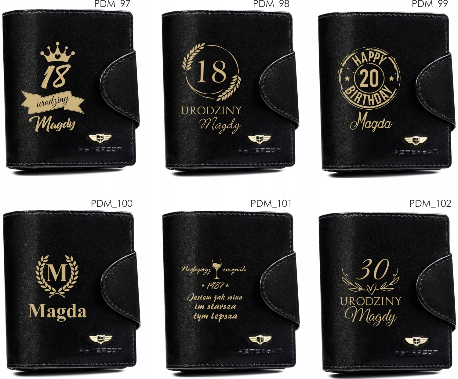 Portfel skórzany czarny damski prezent NA URRODZINY DLA NIEJ z GRAWEREM
