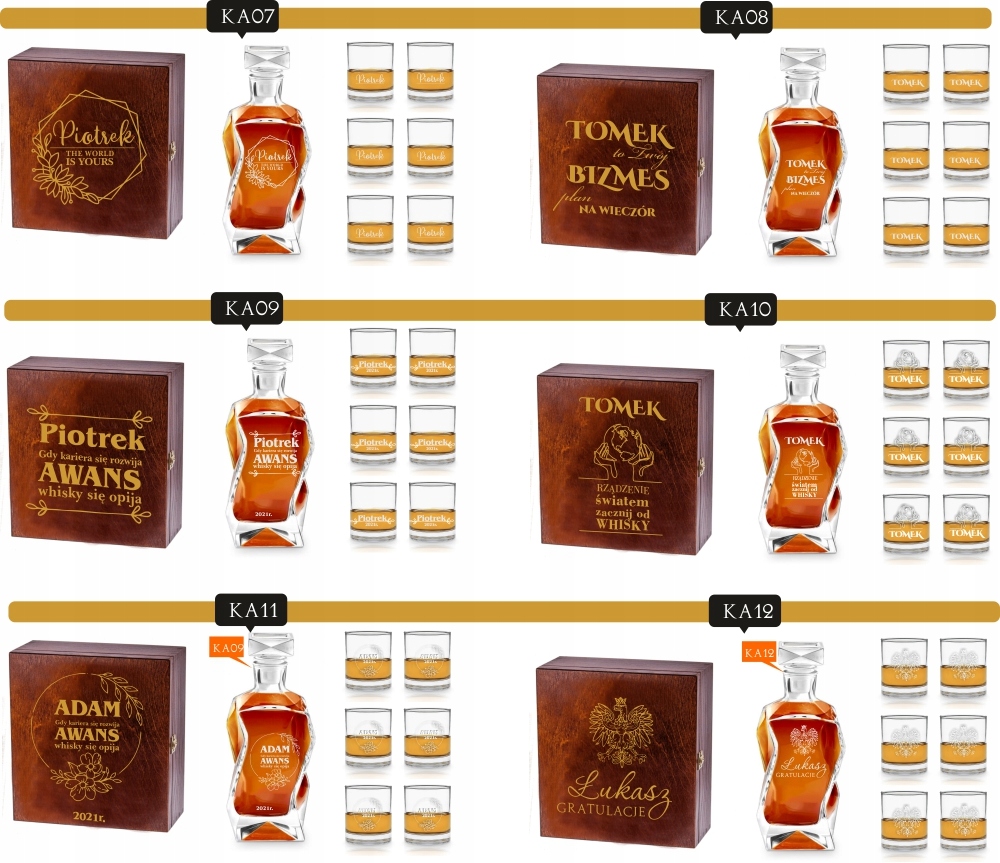 Karafka szklanki do whisky grawer PREZENT na ślub