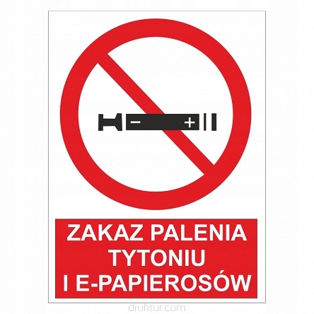 NAKLEJKA ZAKAZ PALENIA PAPIEROSÓW i E-PAPIEROSÓW
