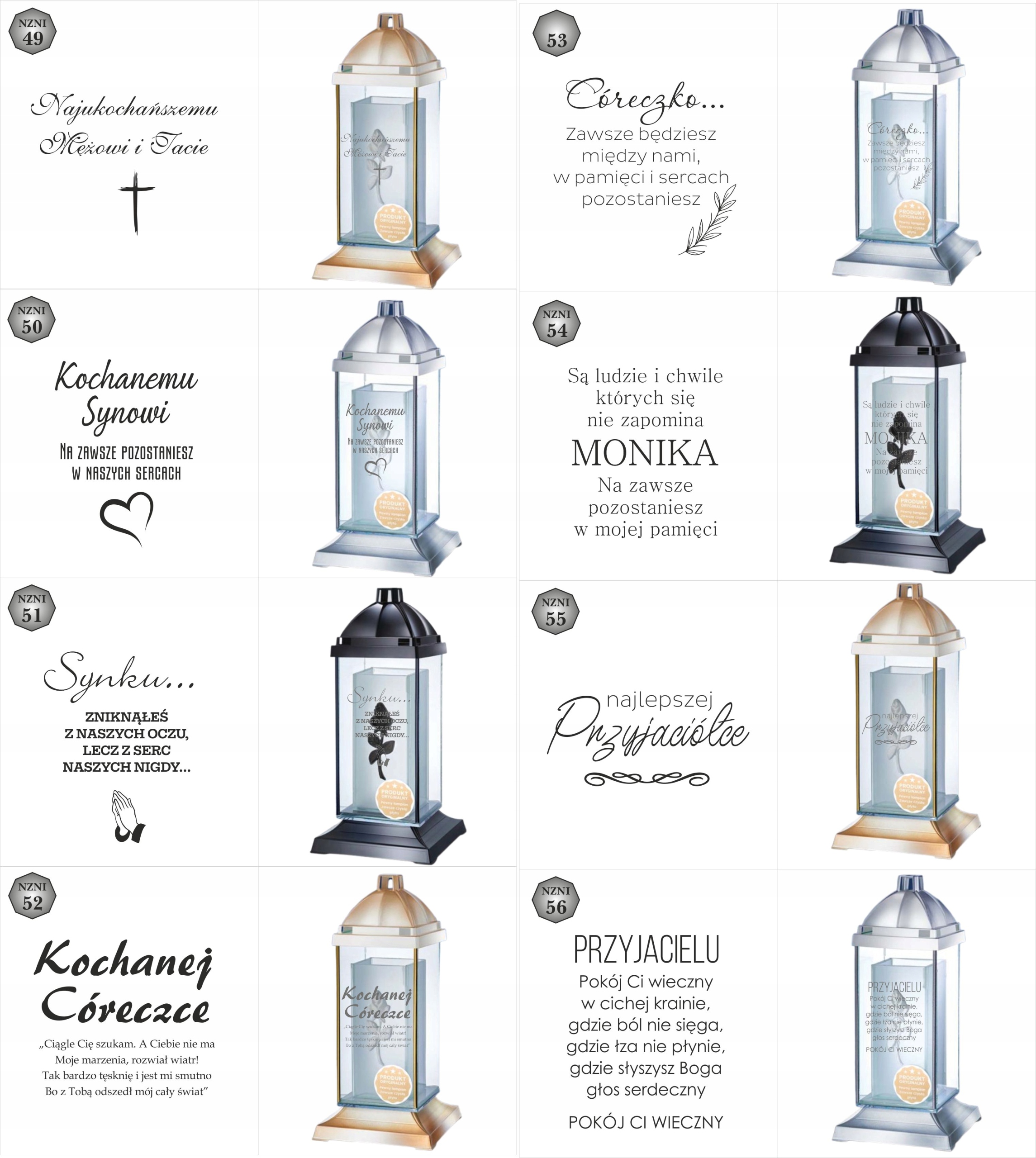 Luksusowy znicz personalizowany cytat grawer z napisem dedykacją inicjałami