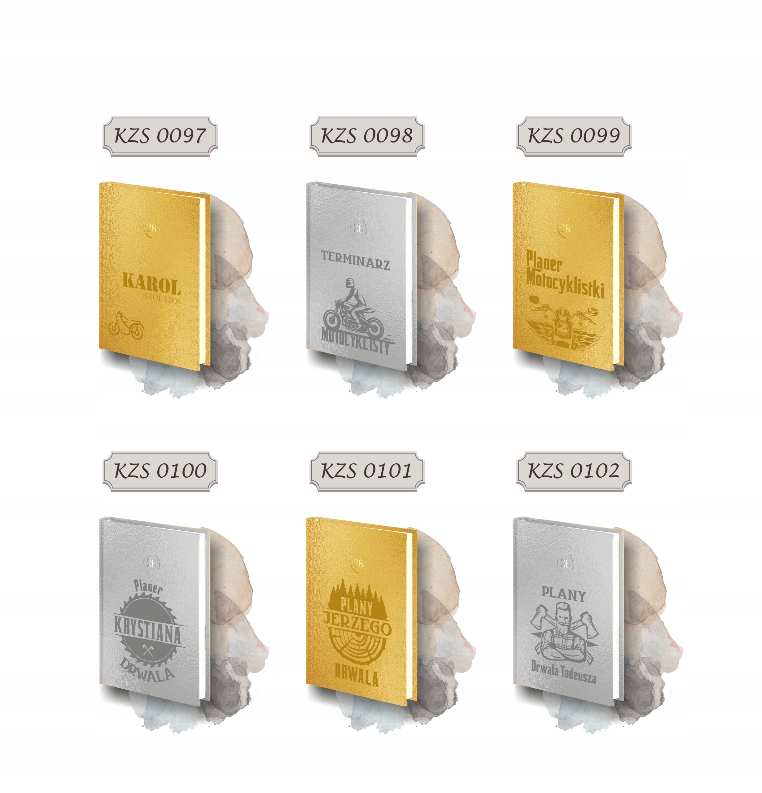 PLANER z imieniem kalendarz dzienny A4 2026 złoty srebrny z grawerem