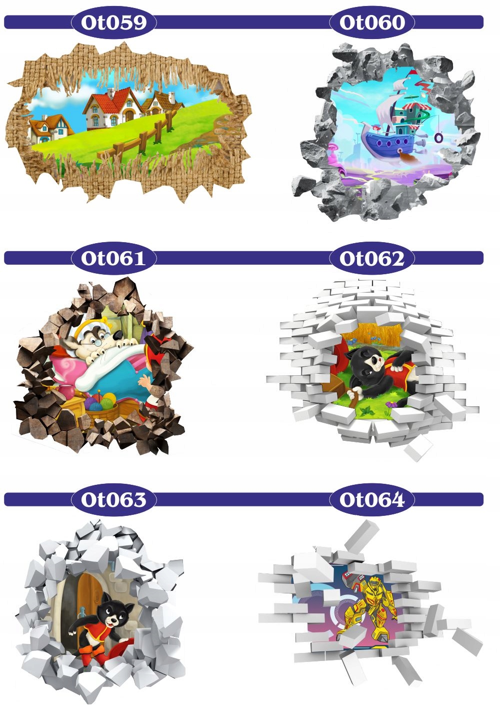 Naklejka samoprzylepna 3D dziura samochód auto