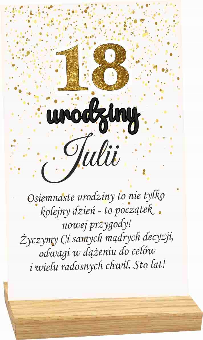 STATUETKA RAMKA z podstawką 18 urodziny personalizowany prezent nadruk UV