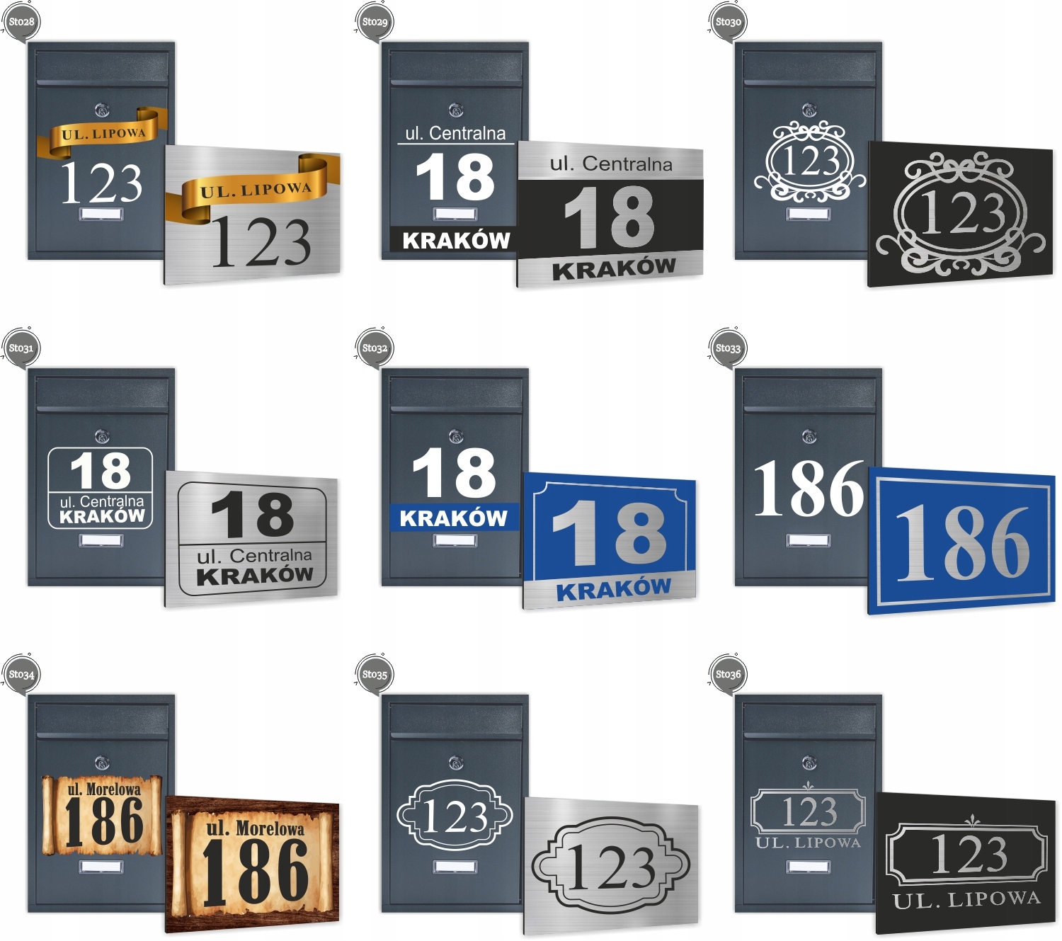 Skrzynka na listy z nadrukiem Tablica z numerem