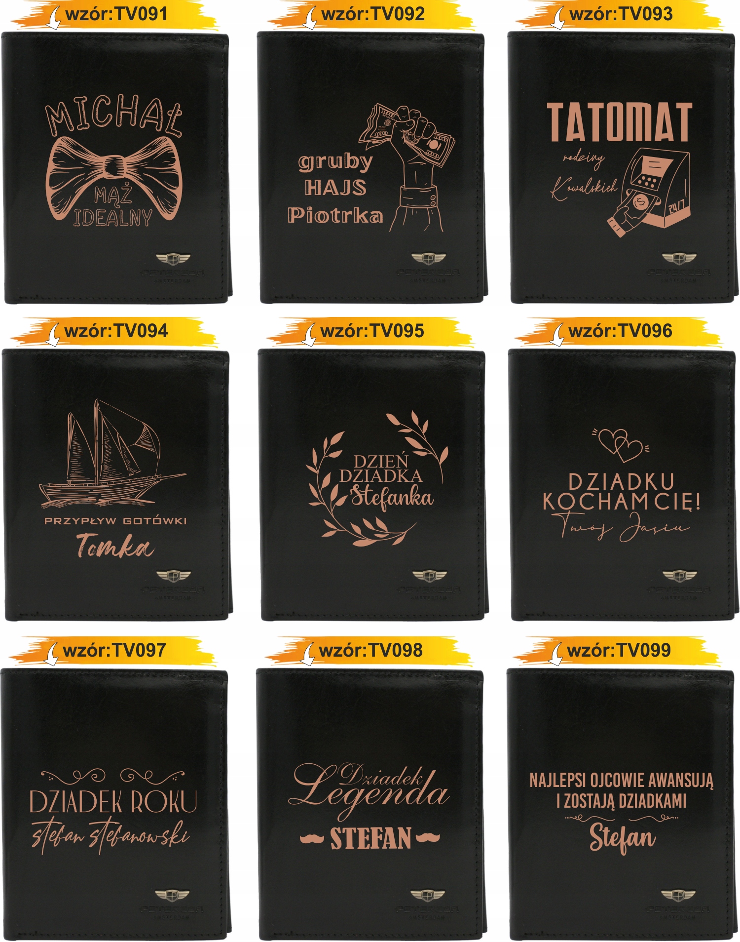 Portfel męski skórzany czarny GRAWEROWANY prezent dla kierowcy twój napis