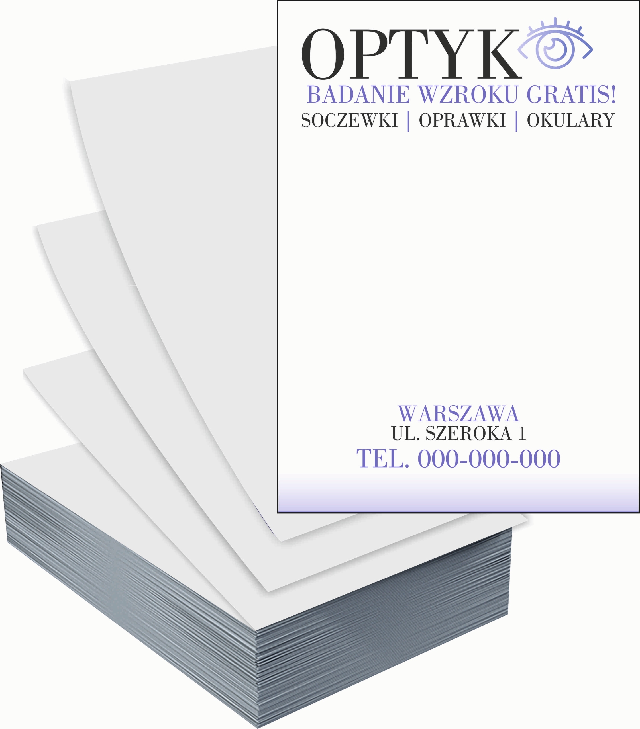 Ulotki A6 reklamowe firmowe 100szt dużo różnych wzorów SALON OPTYCZNY