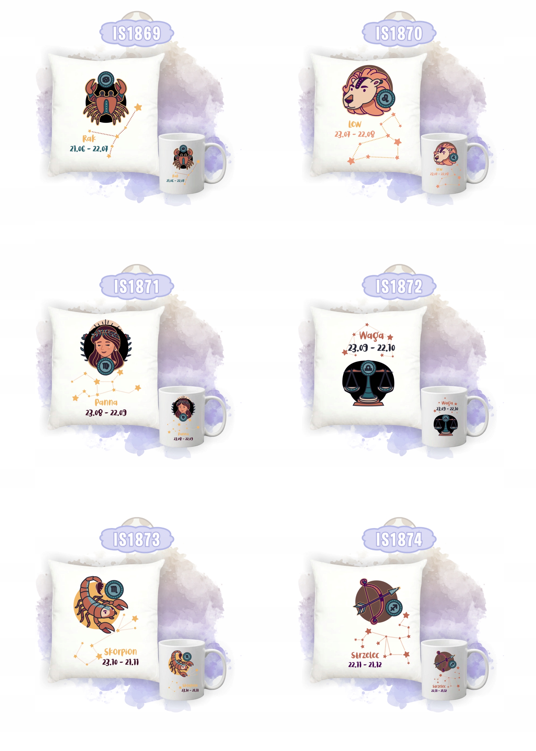 Zestaw Poduszka i Kubek Nadruk Personalizacja PREZENT ZNAK ZODIAKU RAK