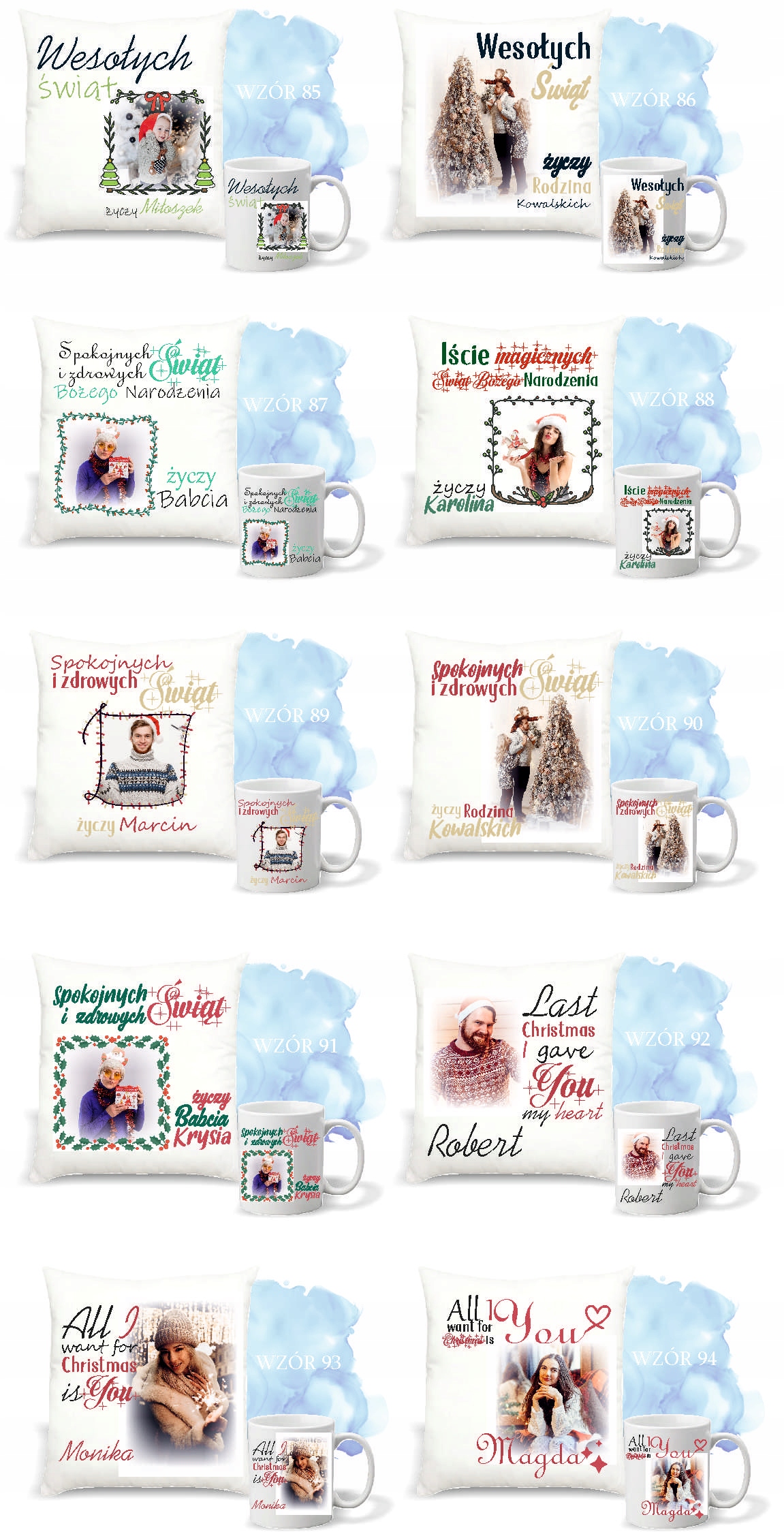 Zestaw PODUSZKA i KUBEK z nadrukiem ŚWIĄTECZNY PREZENT dla chłopaka