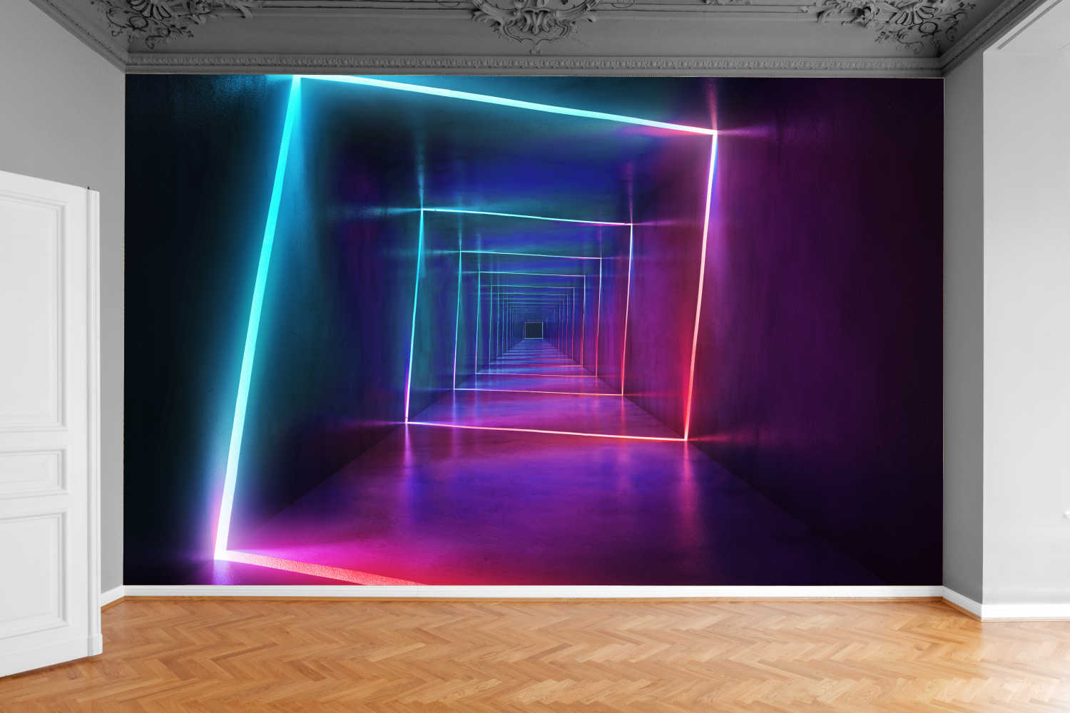 Fototapeta NEON NEONOWY TUNEL DLA GRACZA BRAMA 3D