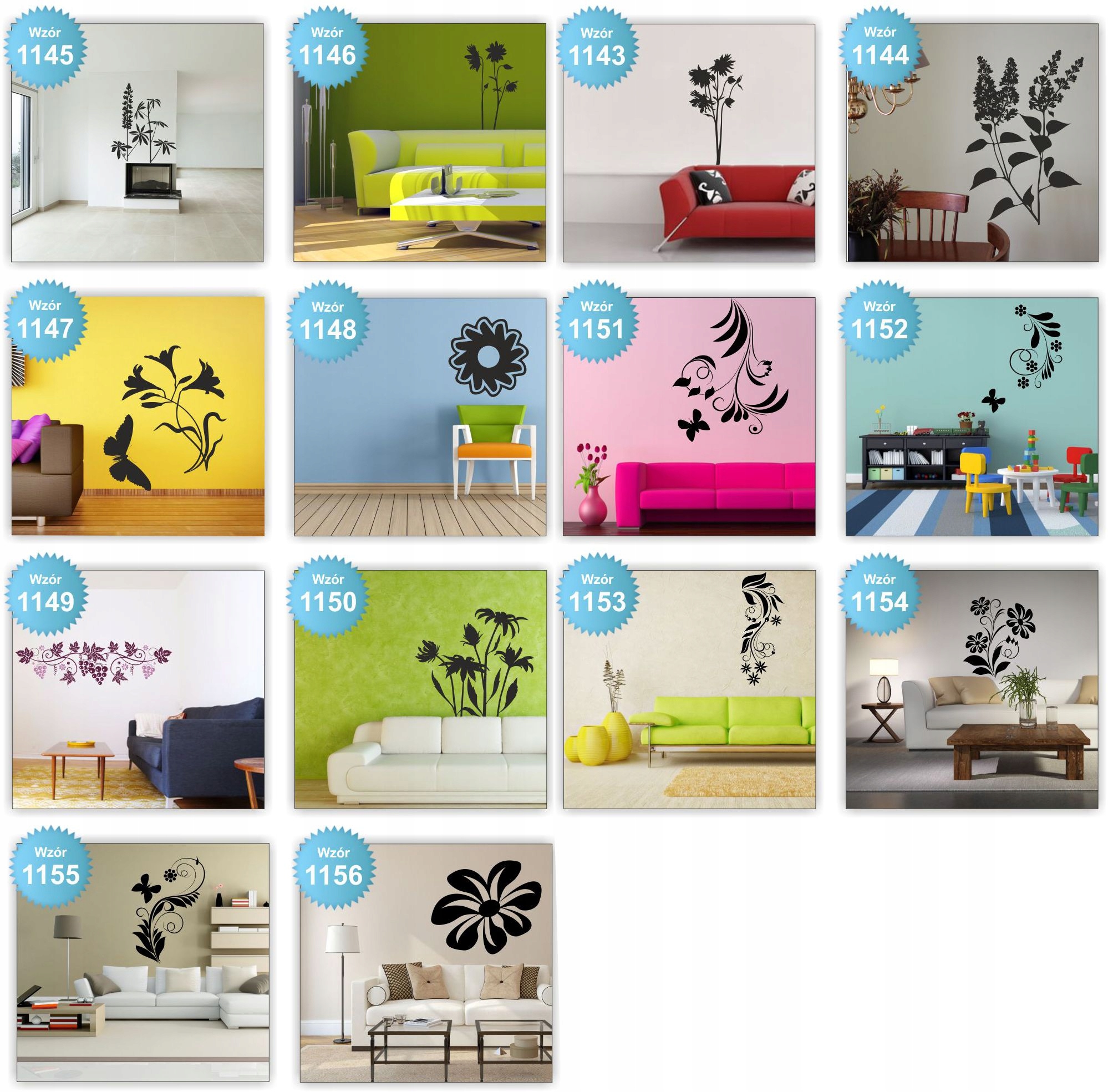 NAKLEJKI ścienne NAKLEJKA kwiaty floral ŚCIANĘ 120