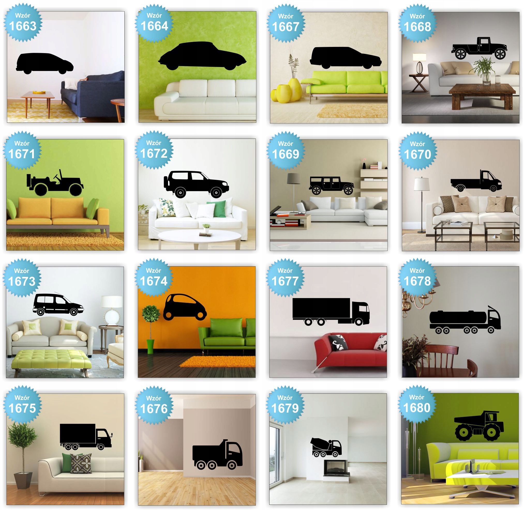 Naklejki na ścianę ścienne SAMOCHODY AUTA 120cm