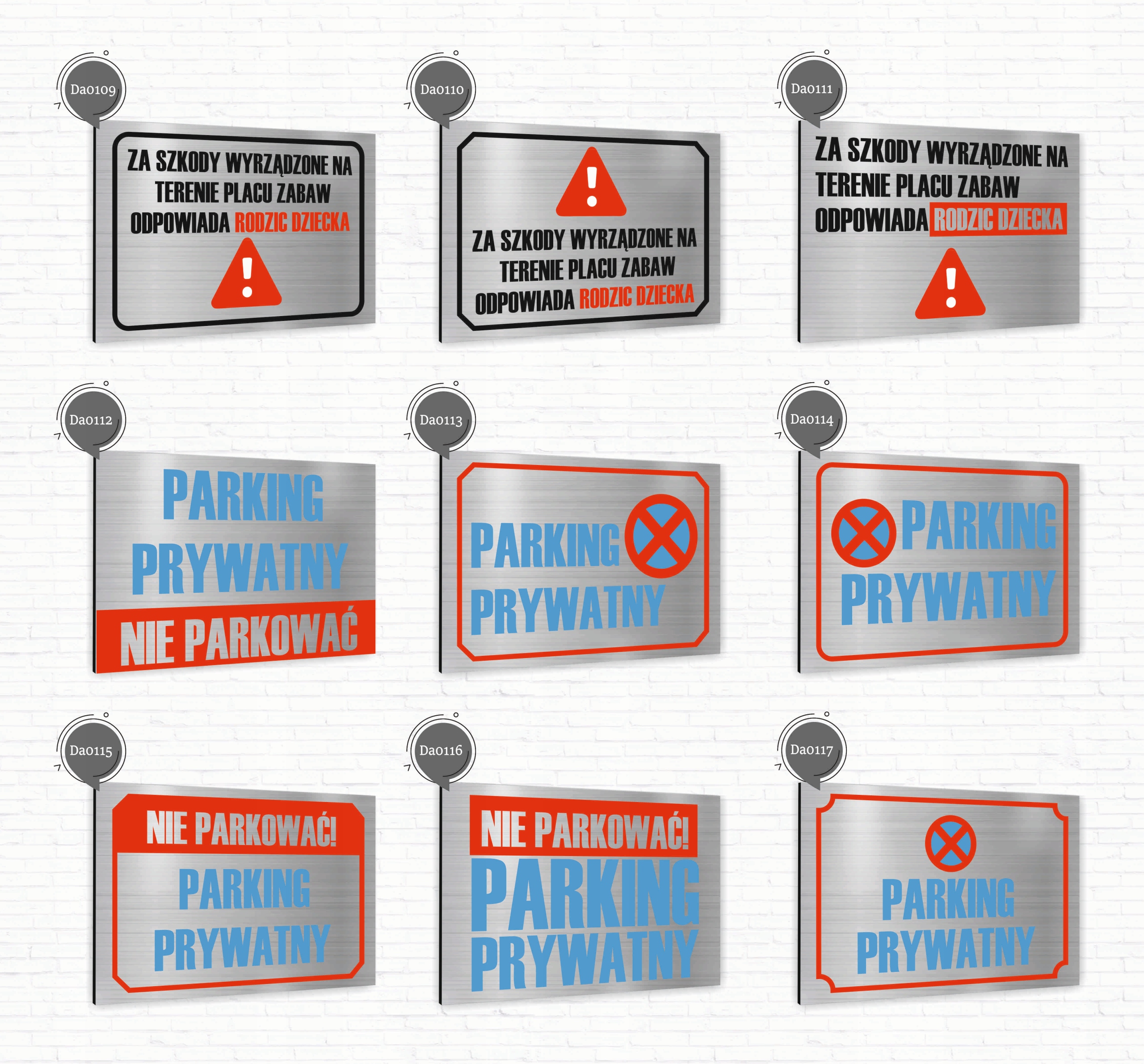 Tabliczka znak informacyjny 20x15 PARKING Nierdzewna SREBRNA Nadruk UV