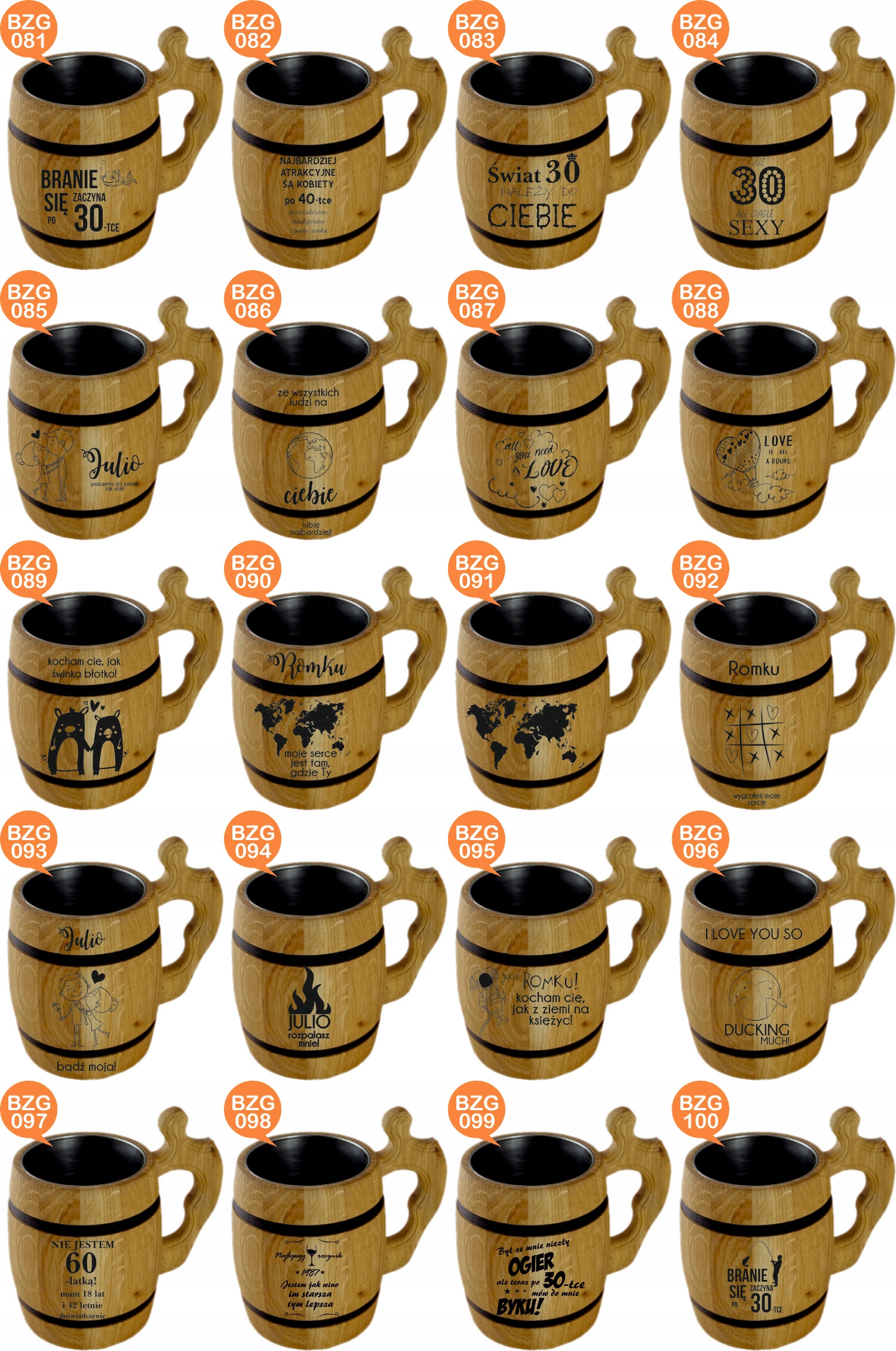 duży dębowy KUFEL do piwa z GRAWEREM napisem PREZENT DLA MAMY