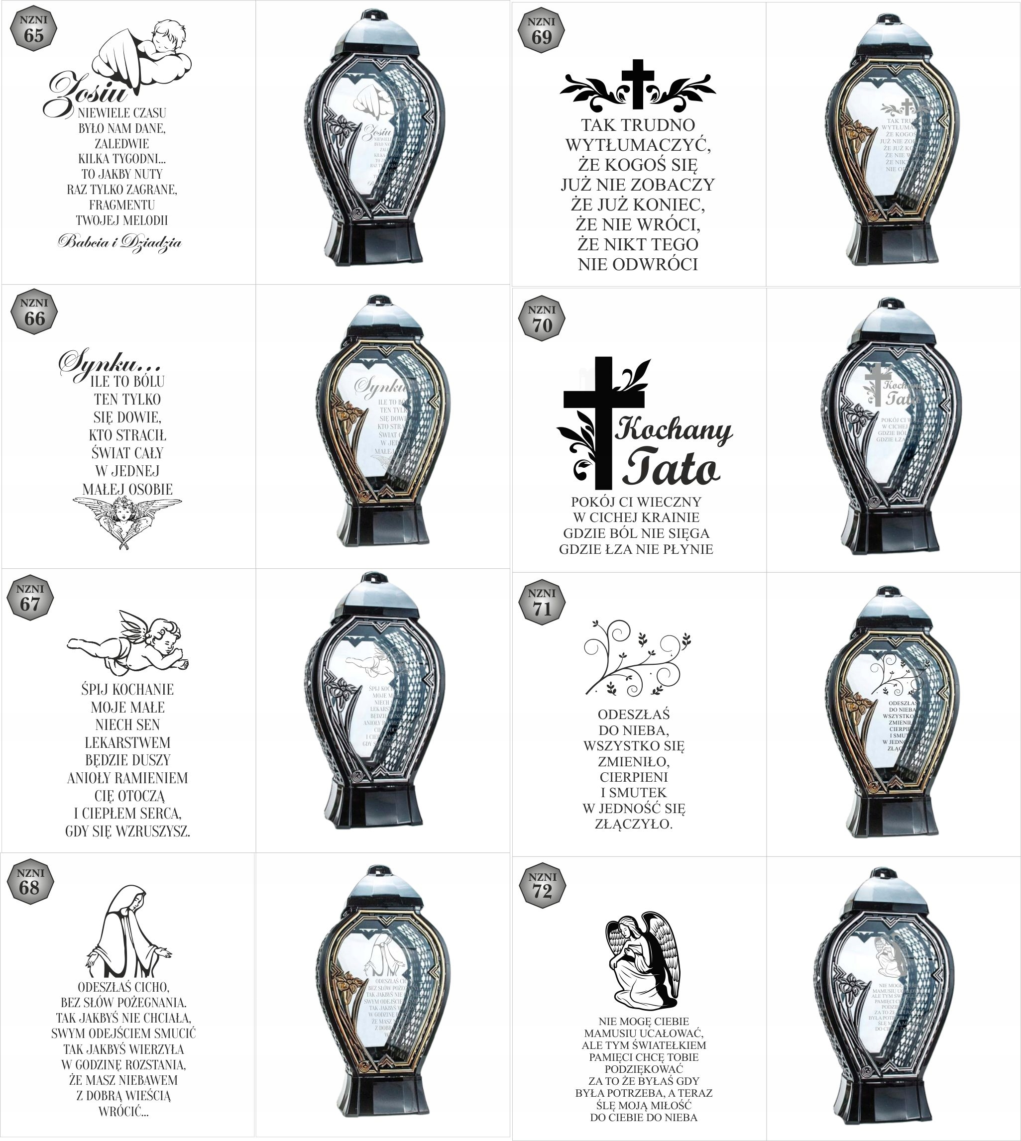 Latarenka nagrobna z imieniem i datą nowoczesny znicz wszystkich świętych