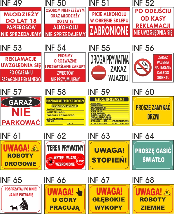 Tabliczka ZNAK ZAKAZ wysypywania śmieci UWAGA PCV