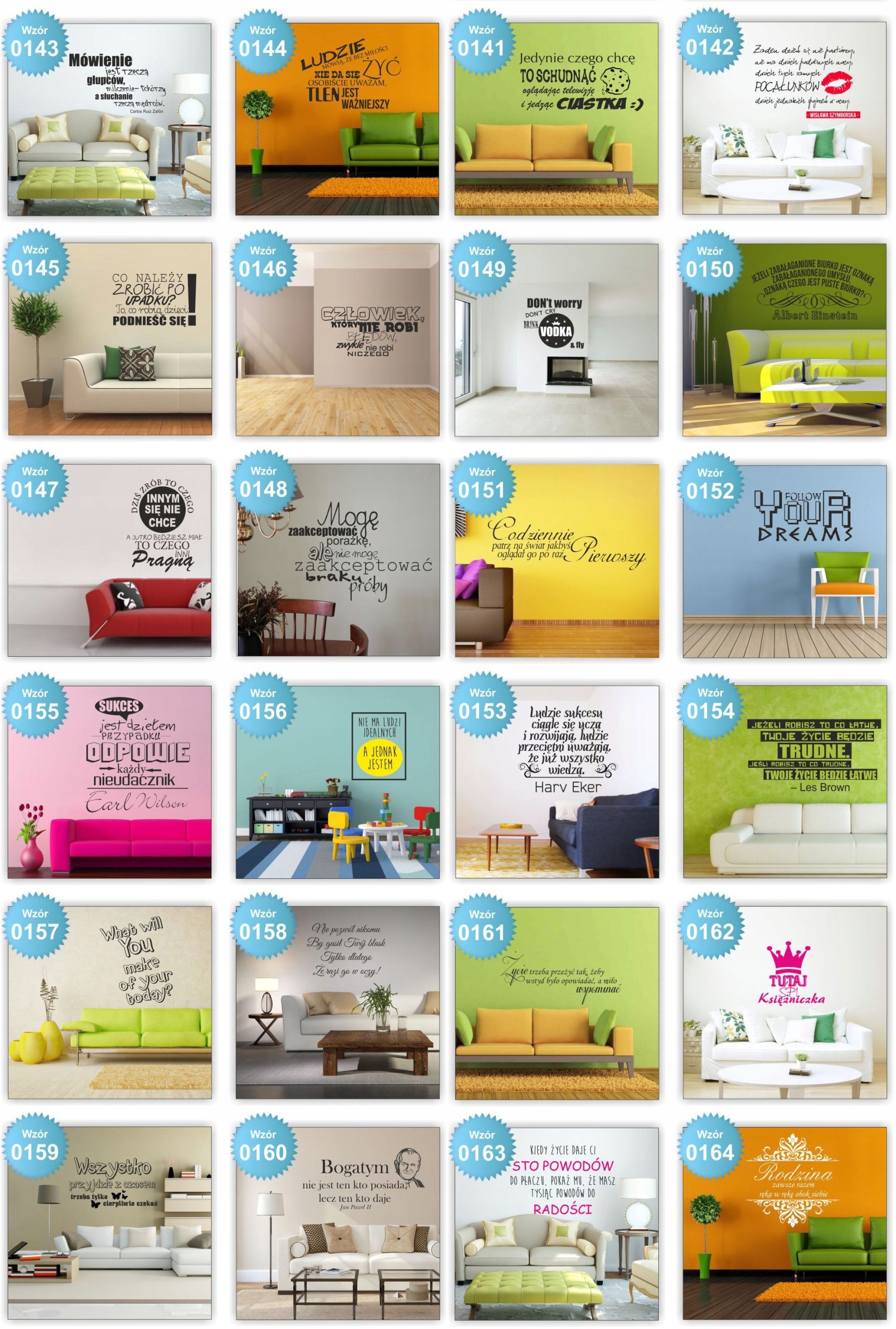 Napisy SAMOPRZYLEPNE cytaty NAKLEJKI na ścianę