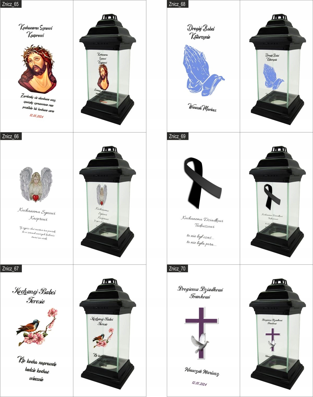 LAMPION ZNICZ KAPLICZKA z grawerem dla MAMY