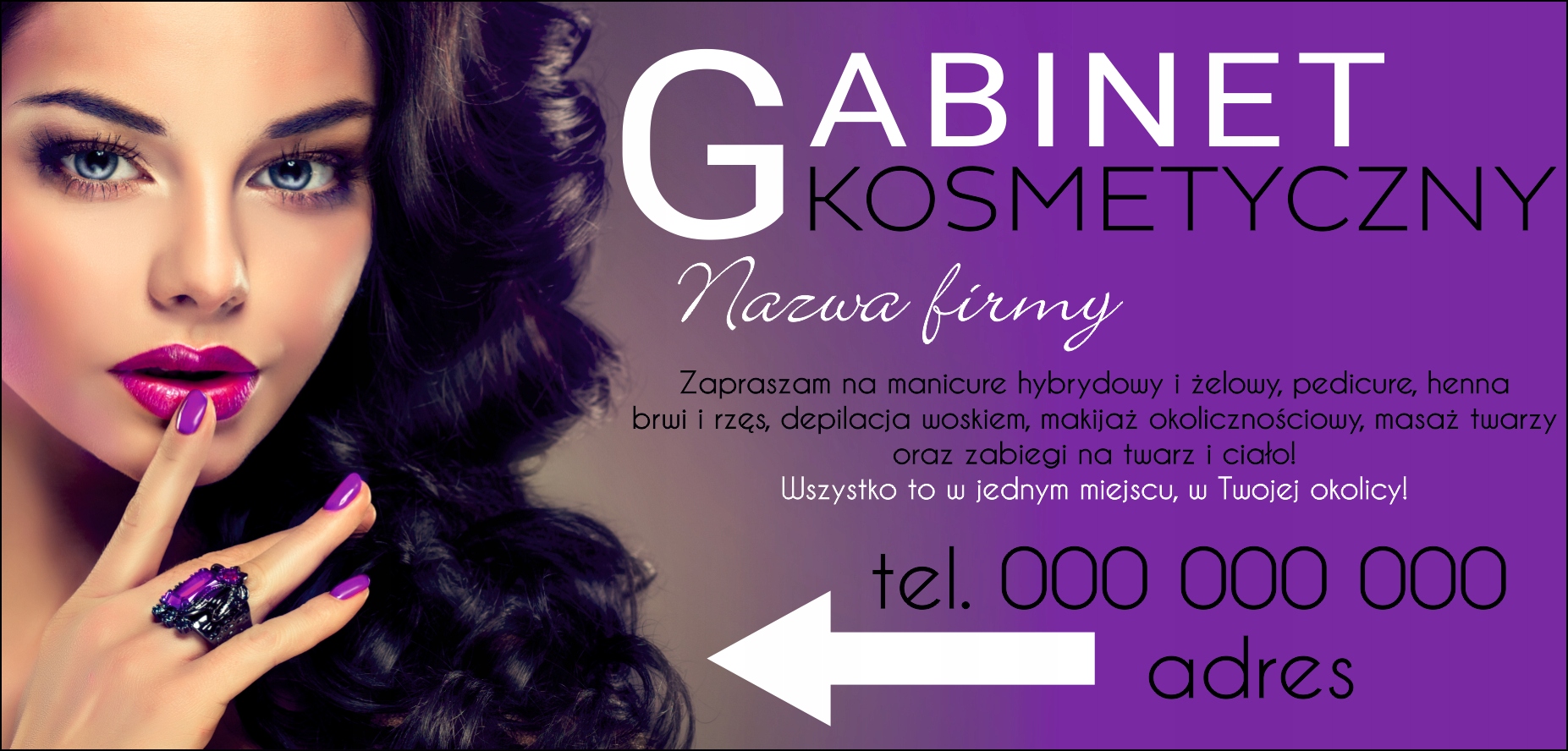 BANER REKLAMOWY 130x80 cm STYLIZACJA BRWI I RZĘS
