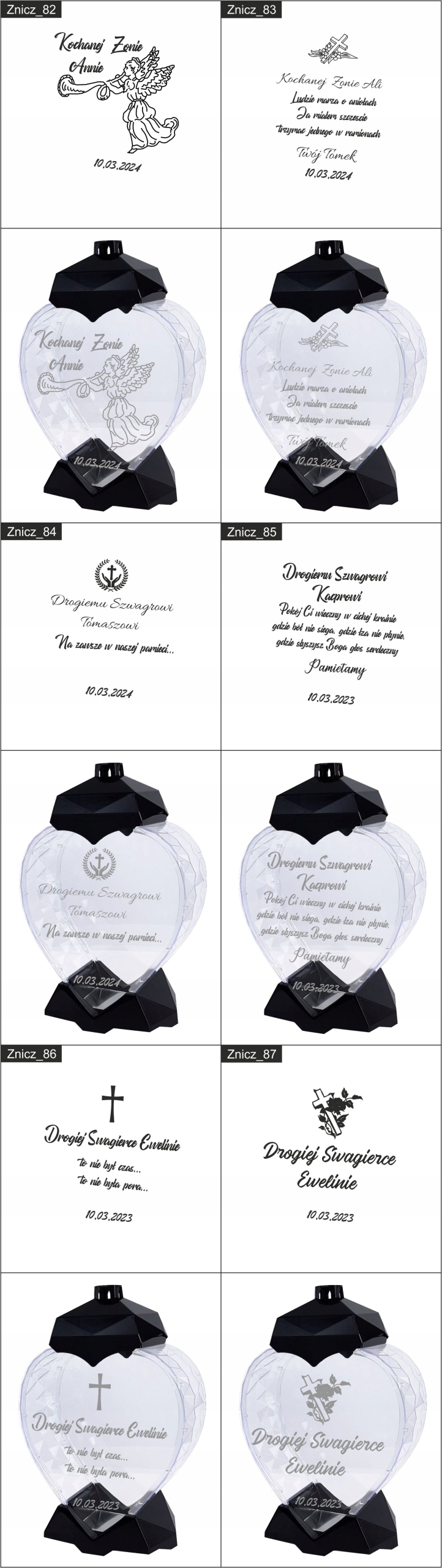 DUŻY ZNICZ Z GRAWEREM DEDYKACJA DLA kuzynki cioci