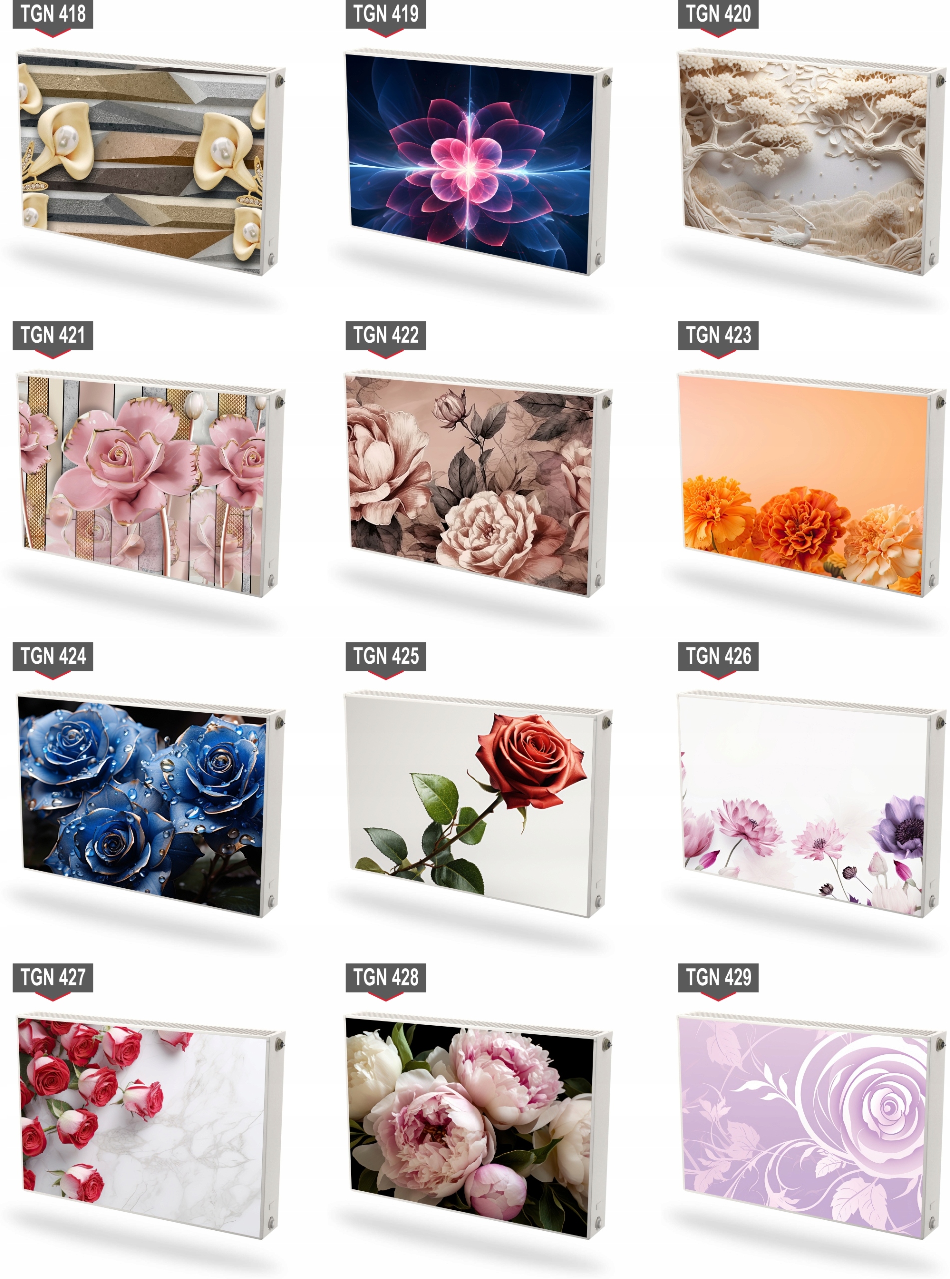 Mata magnetyczna magnes na grzejnik kaloryfer na wymiar CZERWONE RÓŻE 60x80