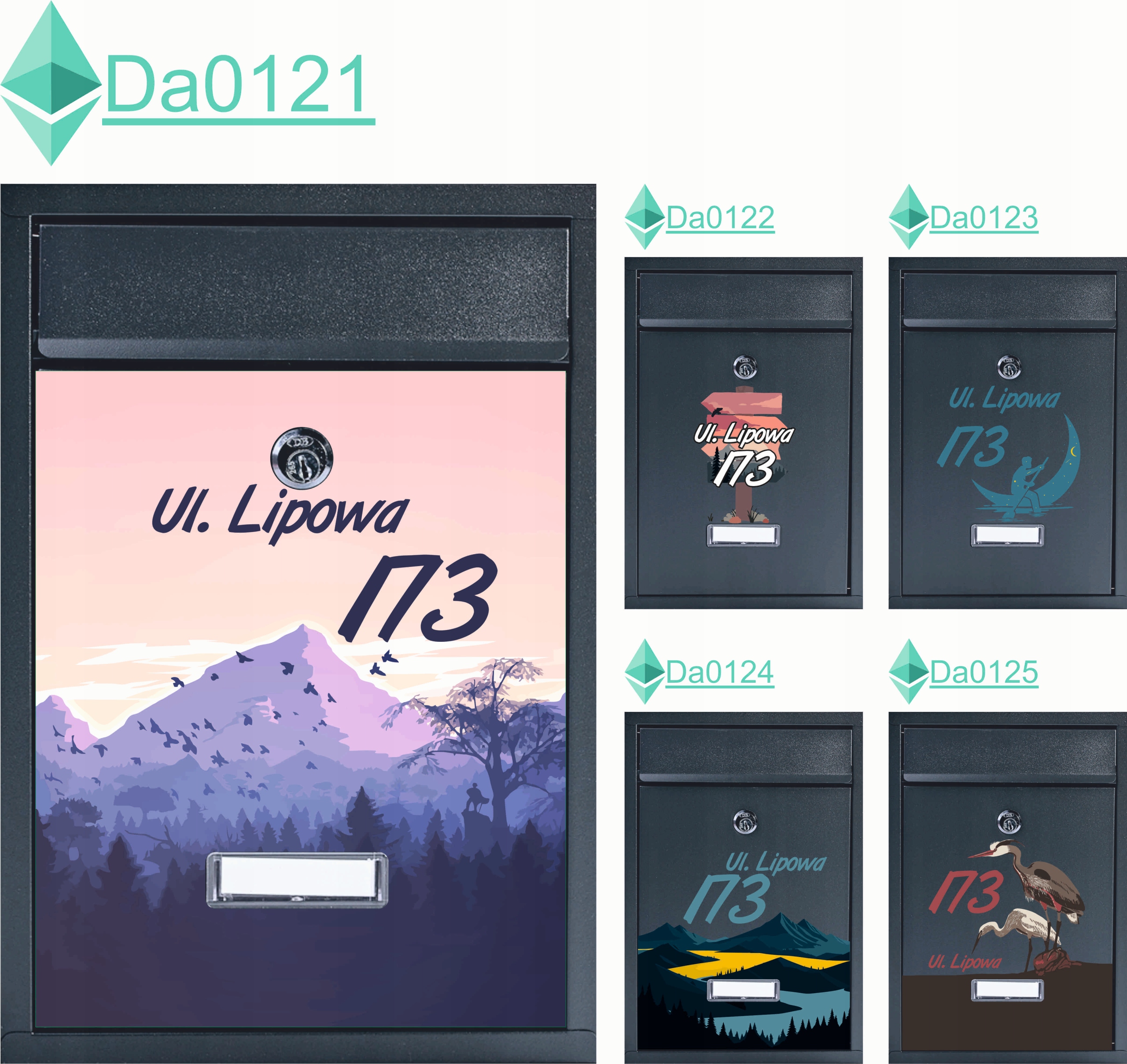 SKRZYNKA NA LISTY POCZTOWA stal z nadrukiem UV adres numer domu miejscowość