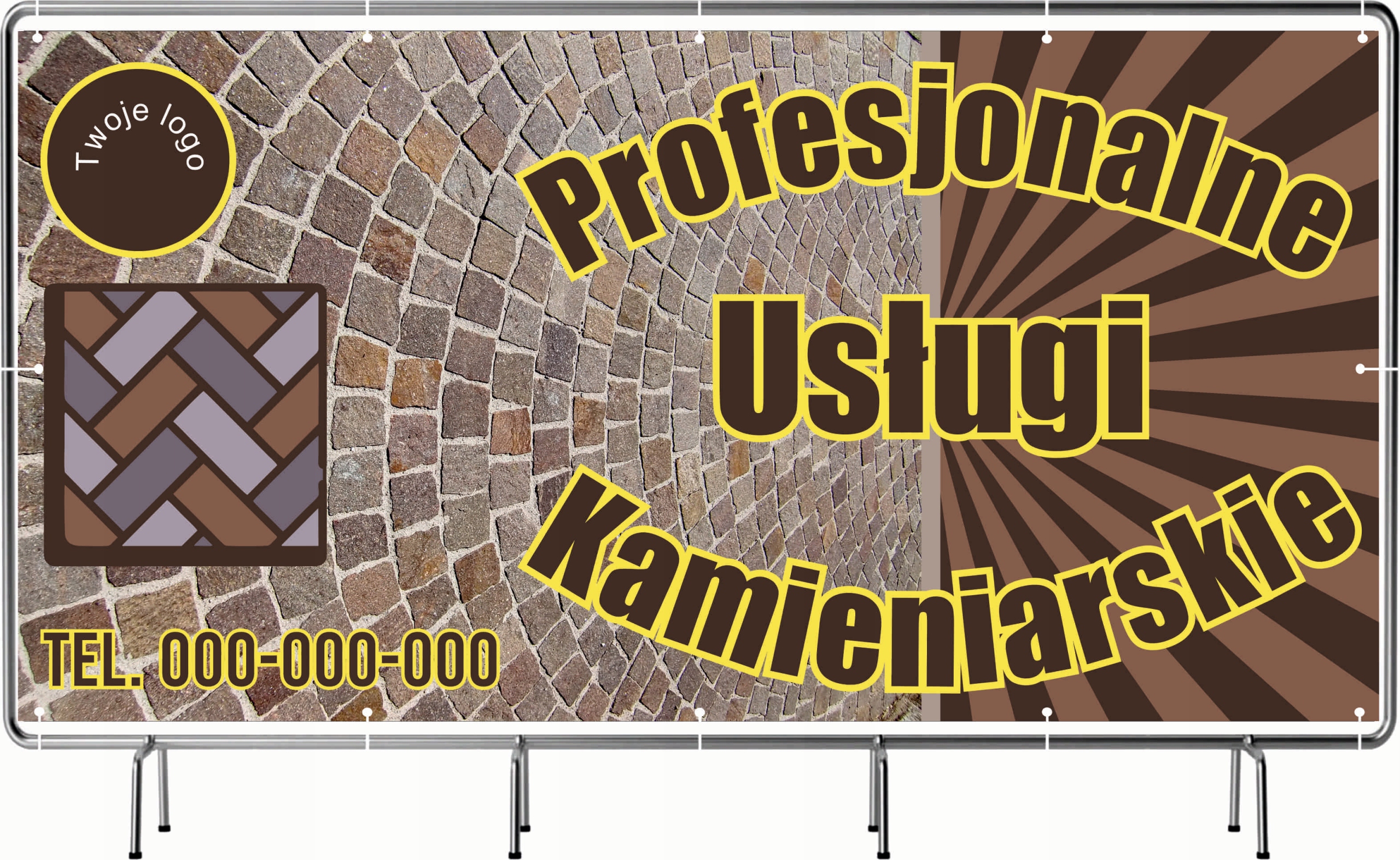 BANER REKLAMOWY 130x80cm oczkowany projekt w cenie USŁUGI KAMIENIARSKIE
