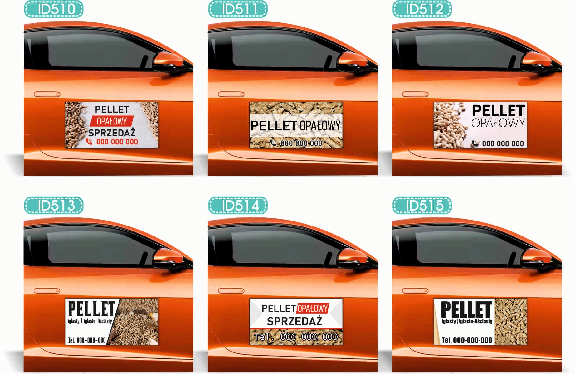 Magnes na samochód reklama magnetyczna 60x30 cm PELLET OPAŁOWY różne wzory