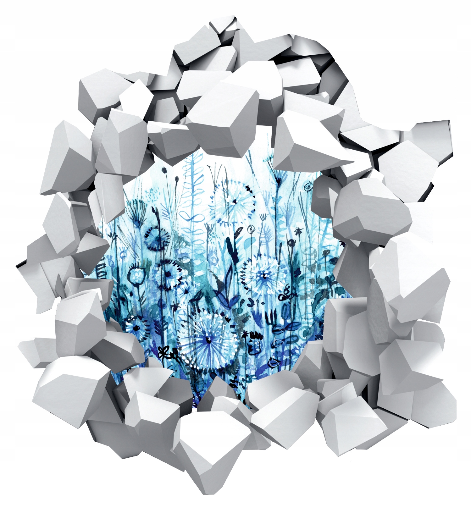 Naklejka samoprzylepna efekt 3D dmuchawce łąka HIT