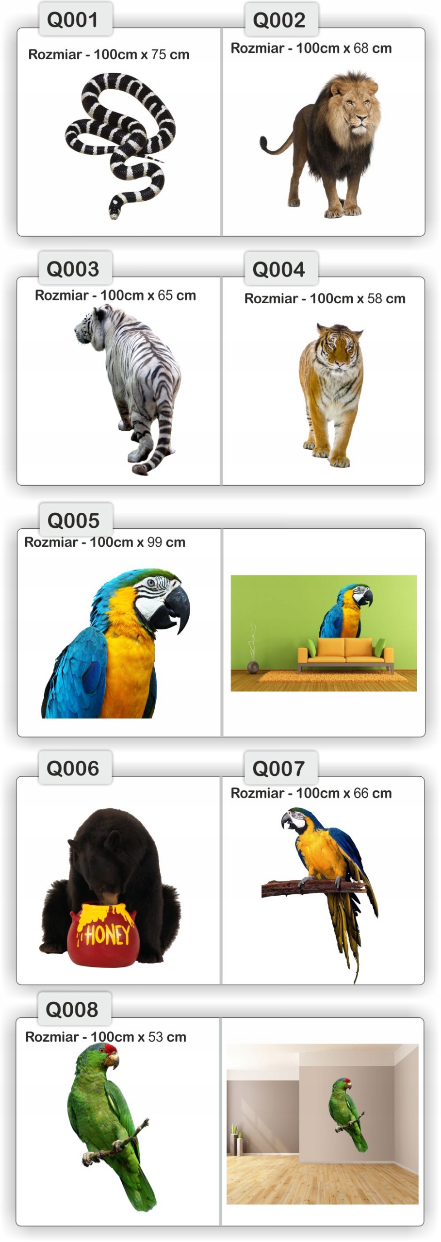 NAKLEJKA naklejki zwierzęta 120 cm koń psy koty